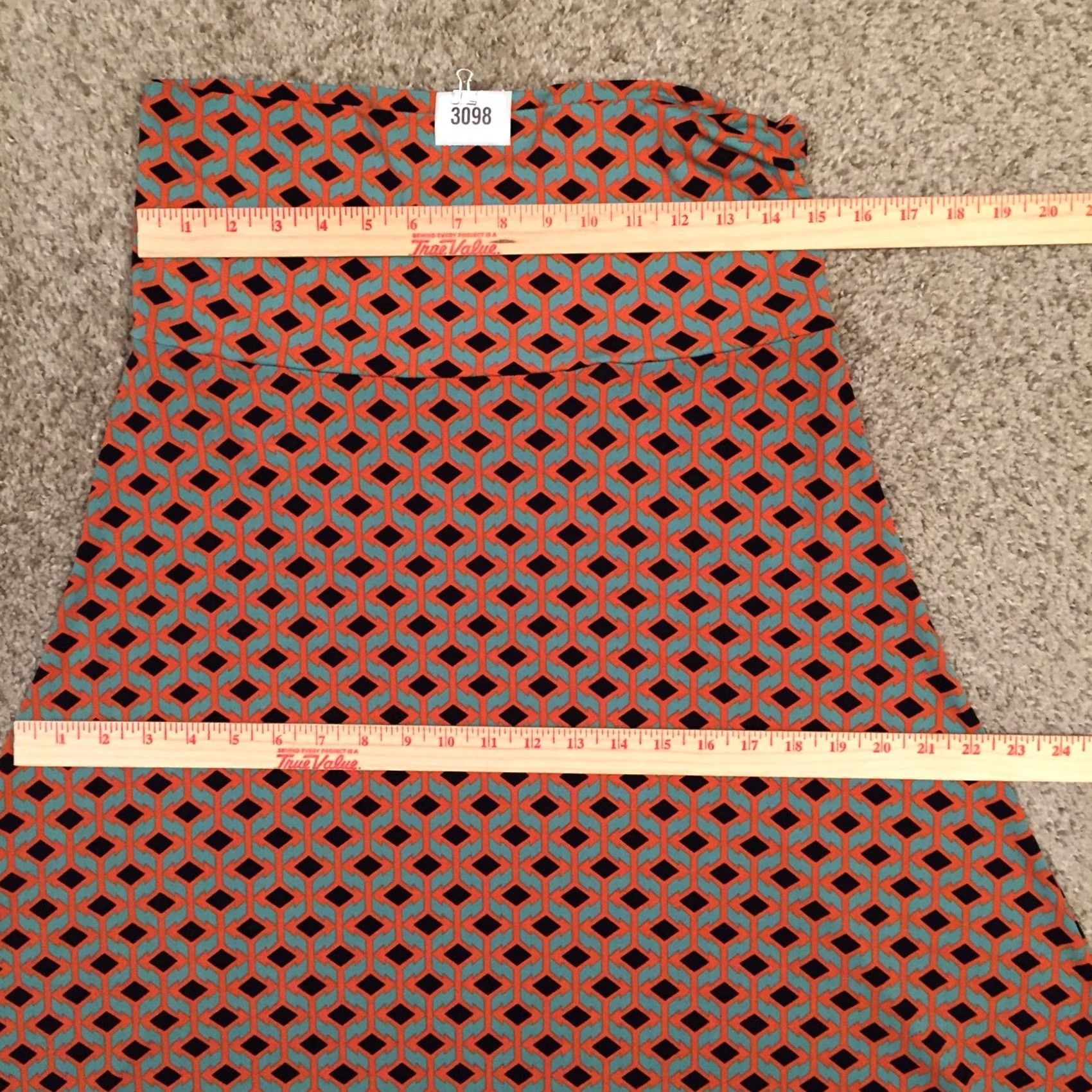 Vintage LuLaRoe Skirt Womens M Orange Maxi Green Geometric Long Unlined Pull Size 32" / US 10 / IT 46 - 2 Thumbnail