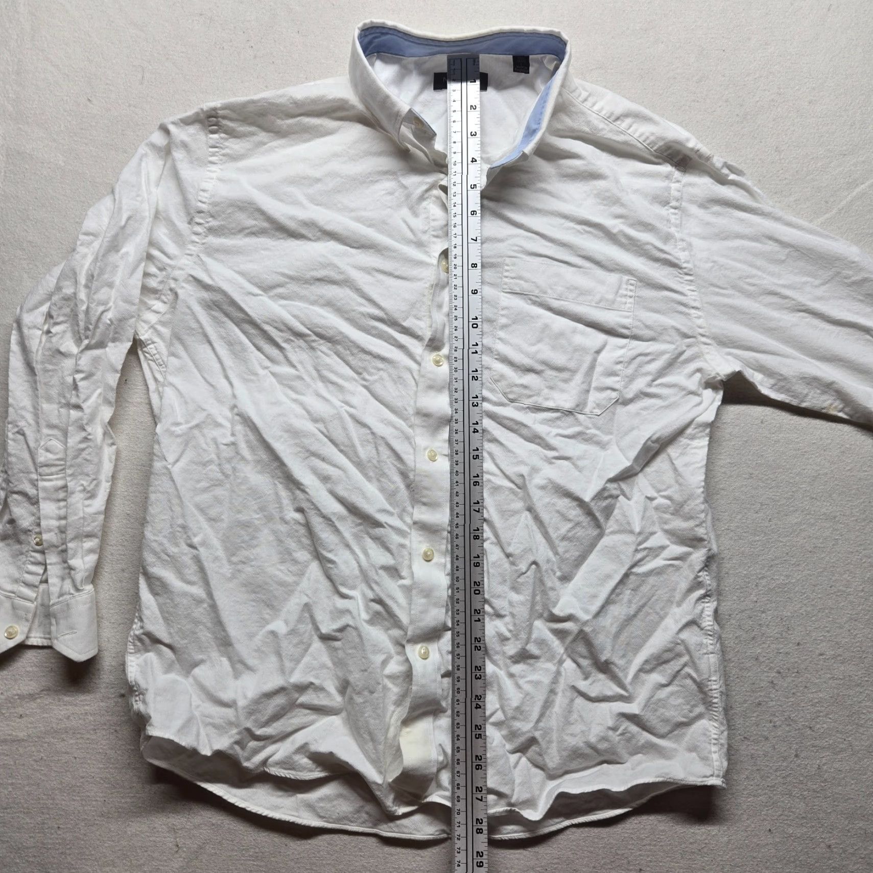 Nautica Nautica Dress Shirt Solid White Button Up Dress Long Sleeve Adult Men 16.5 L Slim Size 42R - 6 Thumbnail