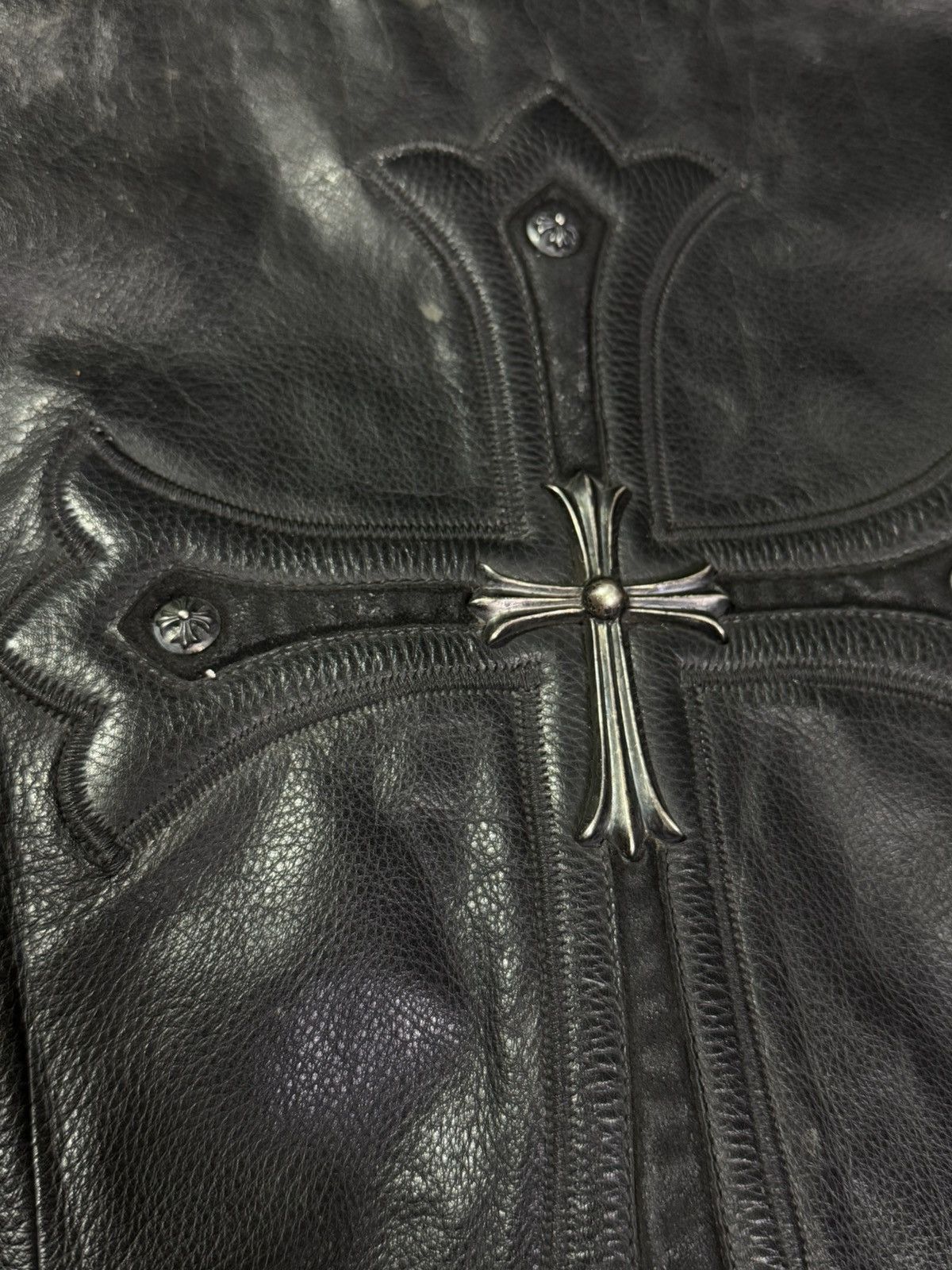 Chrome Hearts Chrome Hearts - Big Cross Belted Leather Biker Jacket Size US S / EU 44-46 / 1 - 19 Thumbnail