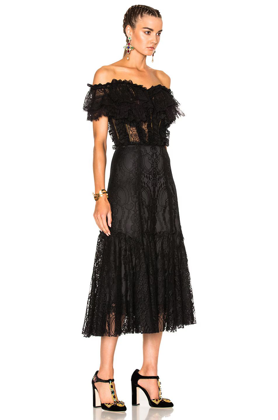 Dolce & Gabbana o1y0825 Midi Dress in Black Size L / US 10 / IT 46 - 3 Thumbnail