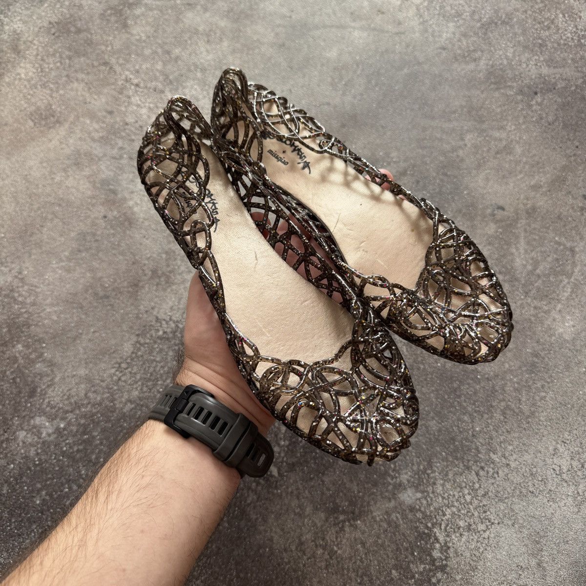 Hysteric Glamour Anglomania Y2K Transparent Glitter Jelly Flats Mesh Ballet Size US 9 / IT 39 - 7 Thumbnail