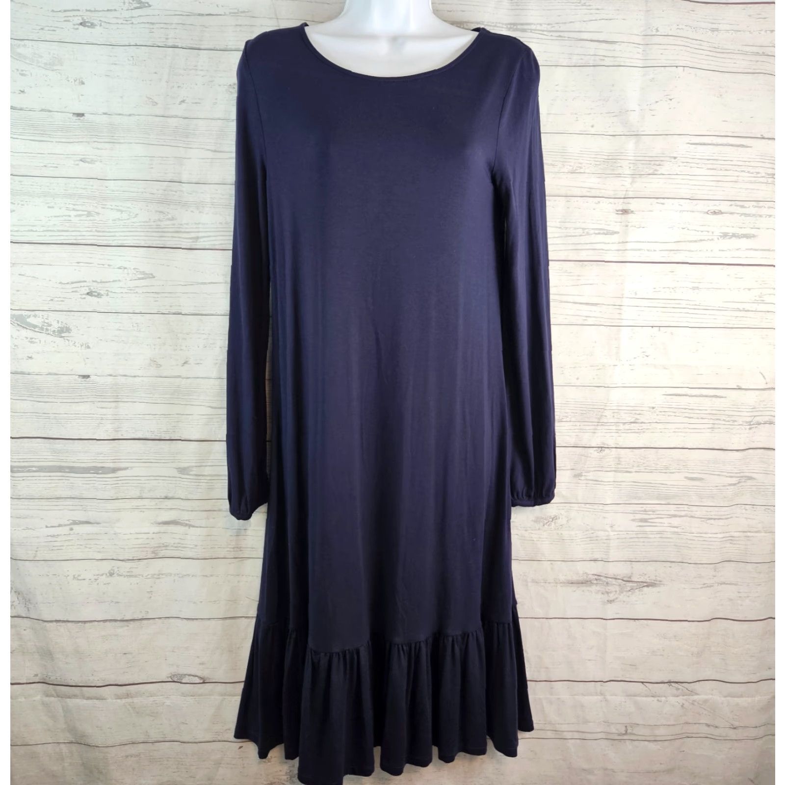 Boden Boden Dress Womens Solid Blue Long Sleeve Viscose Midi Size 6 Womens Sleeve Long Dress Blue Boden Daywear Shift Shirt/Dress Size M / US 6-8 / IT 42-44 - 2 Thumbnail