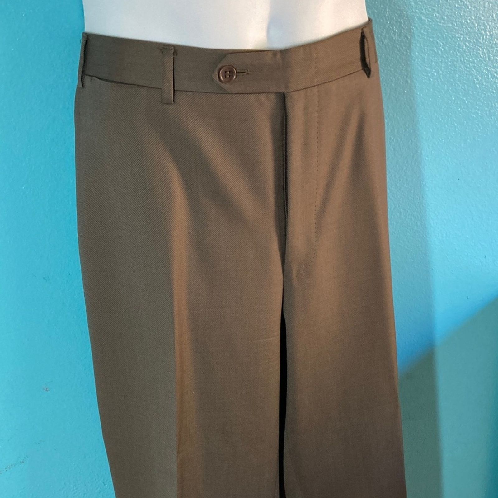 Canali Canali Mens Size 36 X 32 Brown 100% Wool Trousers Dress Pant Size 36R - 8 Thumbnail
