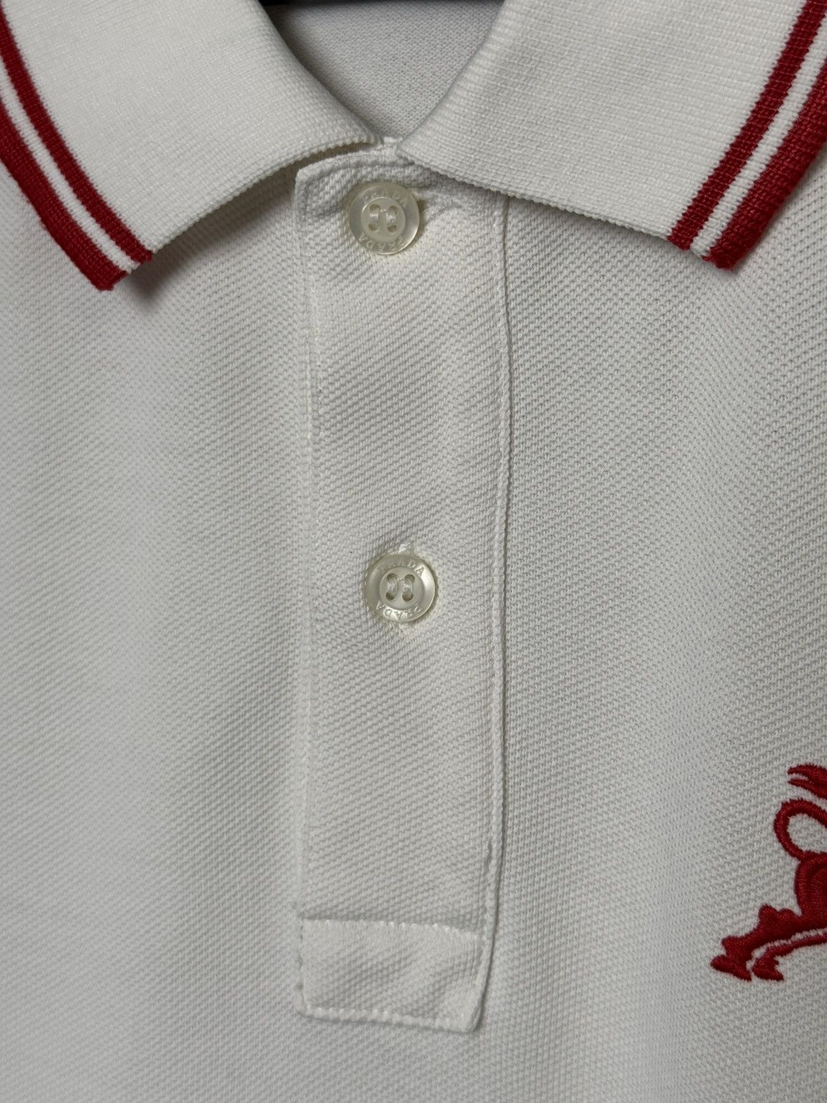 Prada Rare Prada Bull Embroidery Logo White Polo Shirt Size M Size US M / EU 48-50 / 2 - 7 Thumbnail