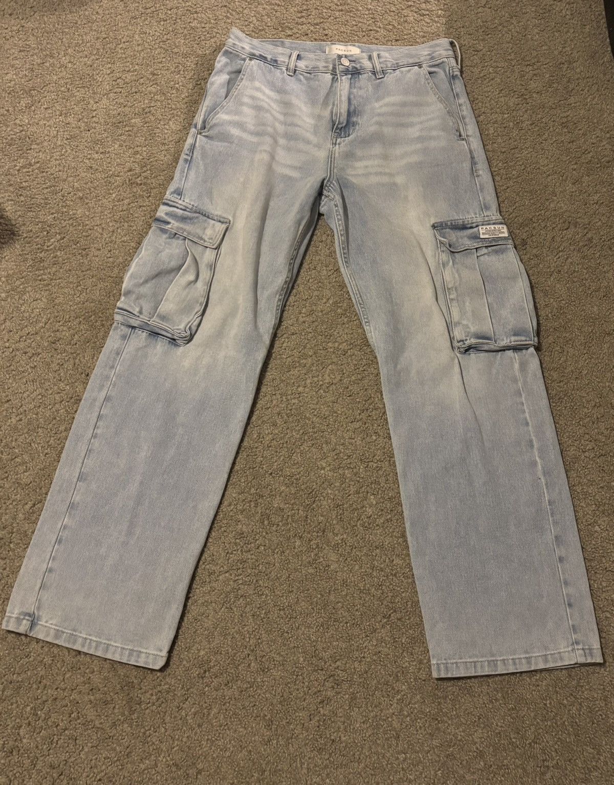 Pacsun Denim Baggy Cargo Pants Size US 32 / EU 48 - 1 Thumbnail