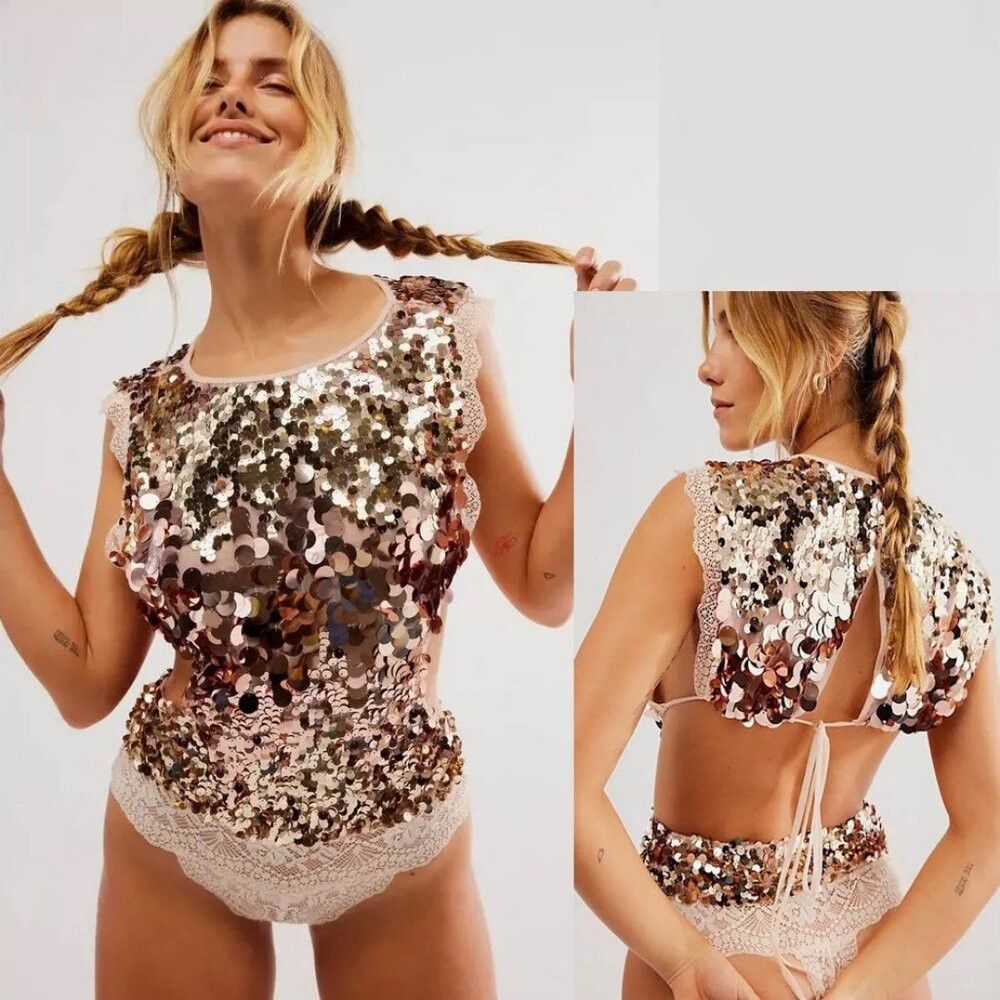 Free People New Free People Gold Main Character Bodysuit Size M Size M / US 6-8 / IT 42-44 - 1 Thumbnail