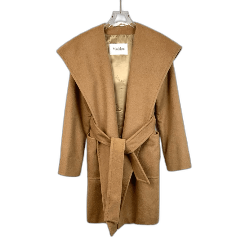 Max Mara Maxmara brown camel hair hooded belt bathrobe coat outer Size US S / EU 44-46 / 1 - 1 Thumbnail