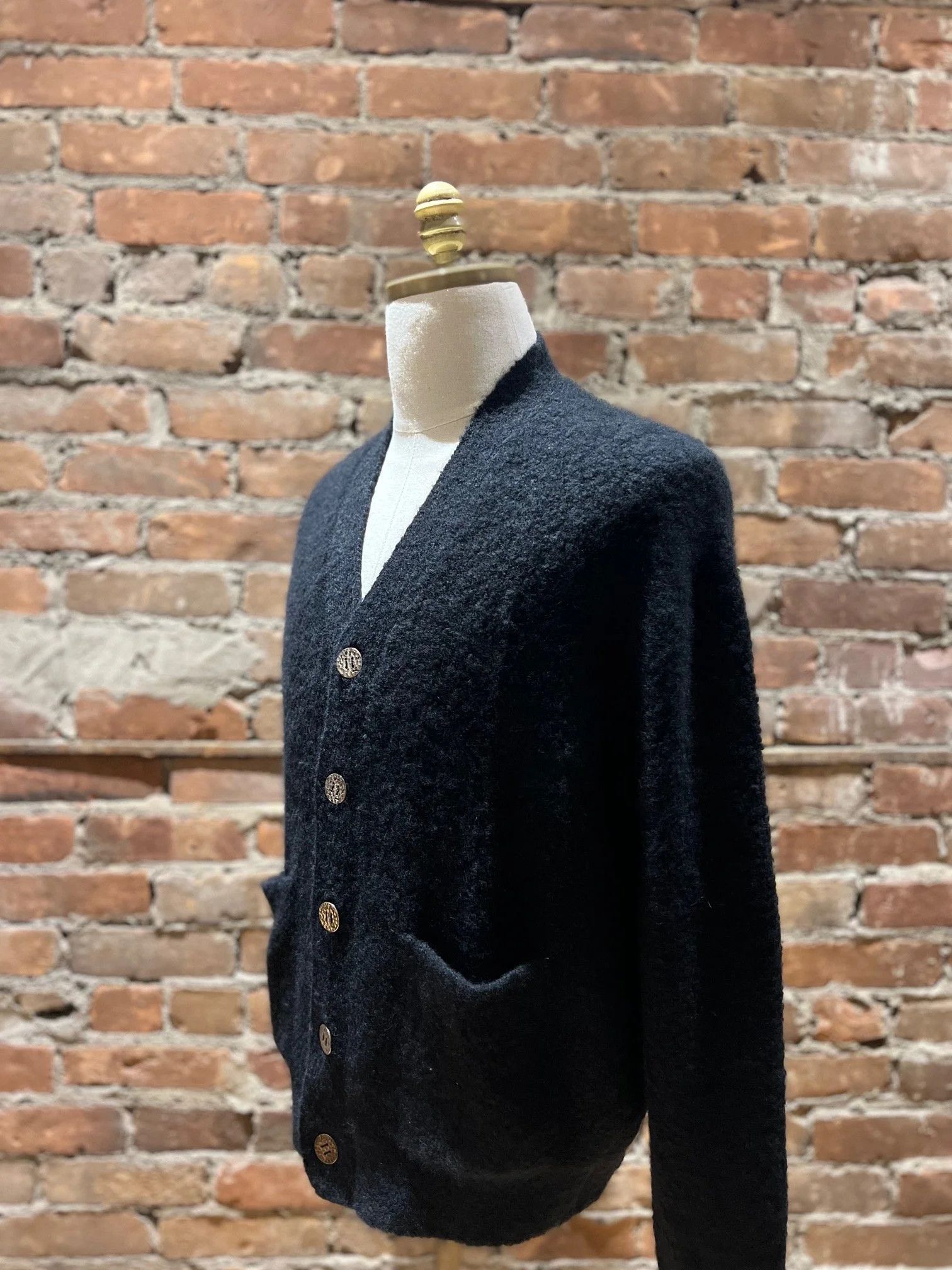 DENHAM Denham “Scissor” Bouclé Knit Cashmere Cardigan – Black Size US M / EU 48-50 / 2 - 4 Thumbnail