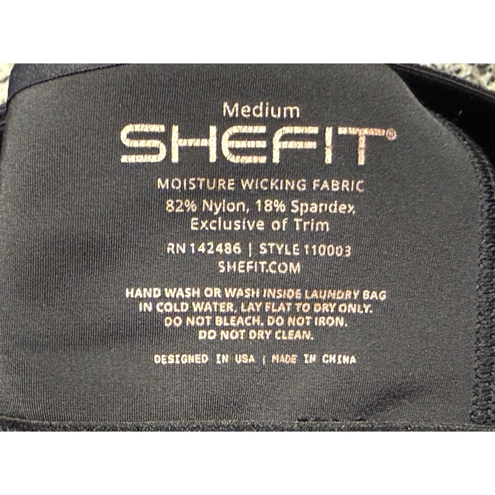 Vintage SHEFIT Flex High Impact Sports Bra Zip Front Black Gold Adjustable 110003 Sz M Size ONE SIZE - 7 Thumbnail