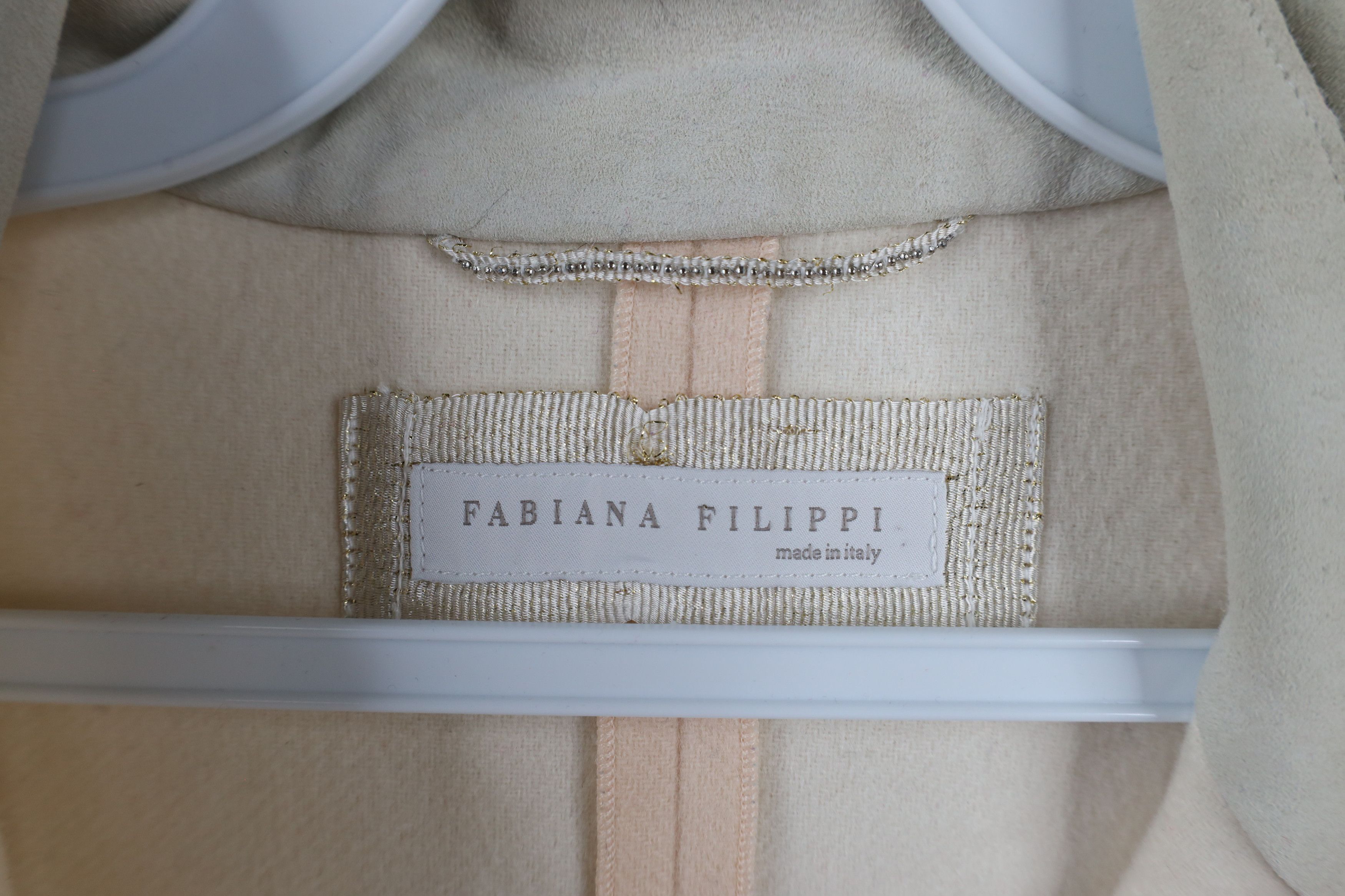 Fabiana Filippi × Vintage Fabiana Felippi Wool Chamois Leather Trim Big Button Jacket Size S / US 4 / IT 40 - 8 Thumbnail