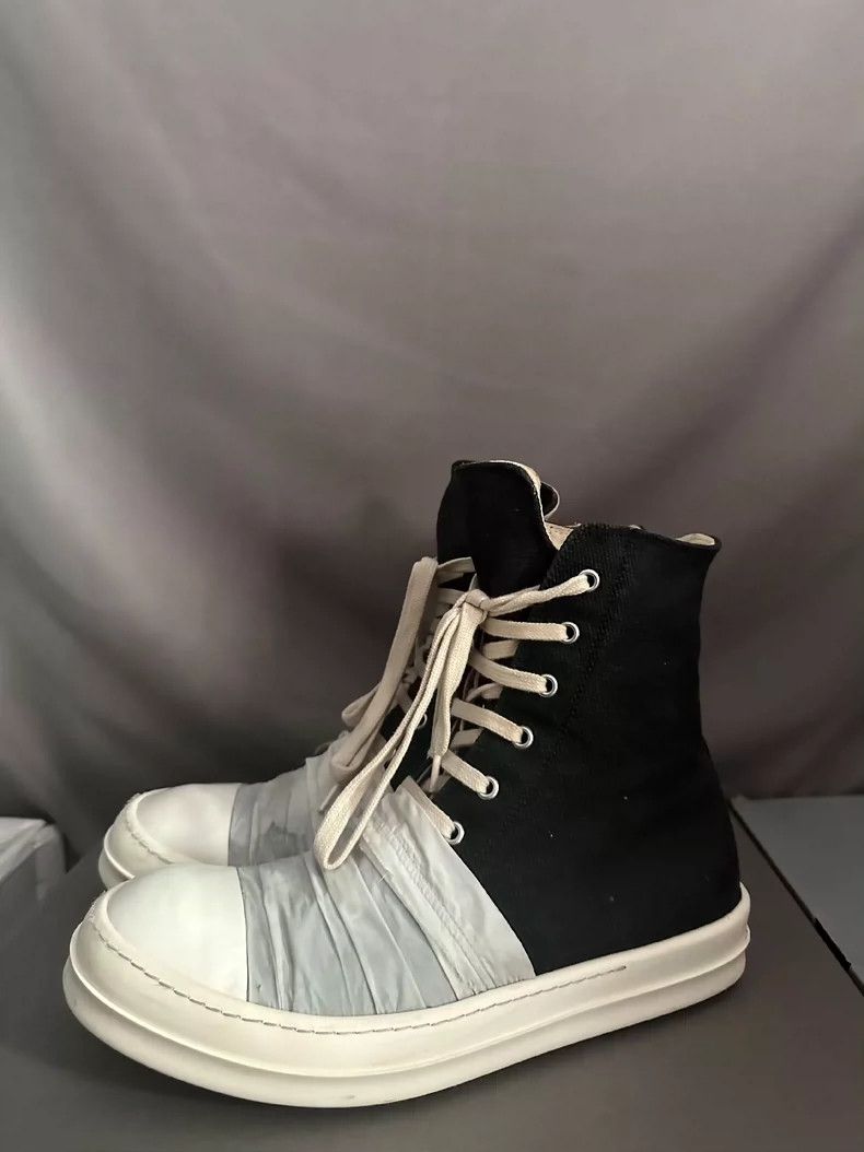 Rick Owens White Strap High-Top Sneakers