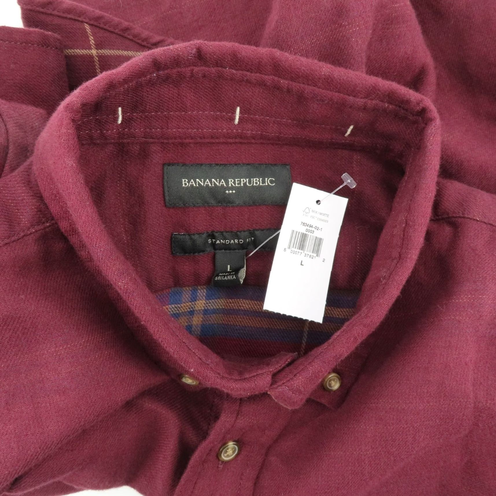Banana Republic Banana Republic Mens Large Standard Fit Red Wine Button-Front Shirt NEW Size US L / EU 52-54 / 3 - 5 Thumbnail