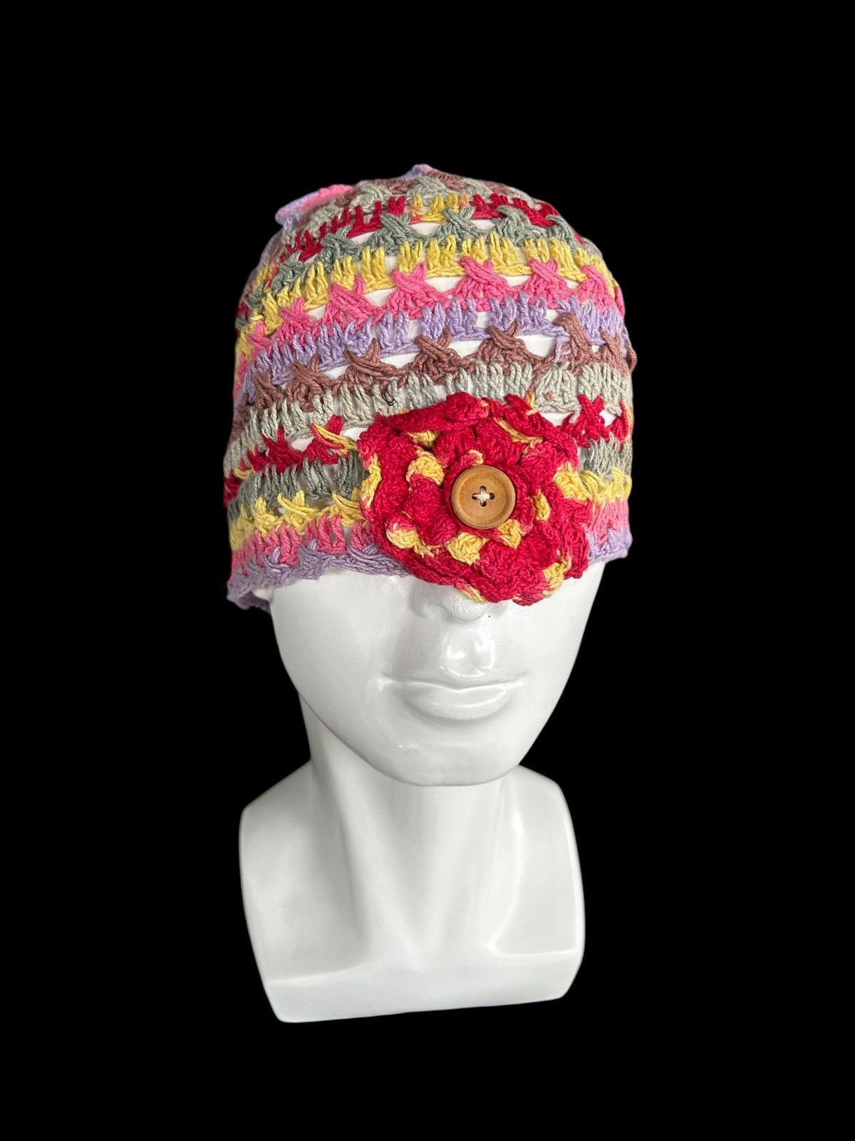 Japanese Brand × Kapital × Vintage Hippies Style Crochet Knitted Beanie Hats Handmade Rare☠️☠️ Size ONE SIZE - 3 Thumbnail