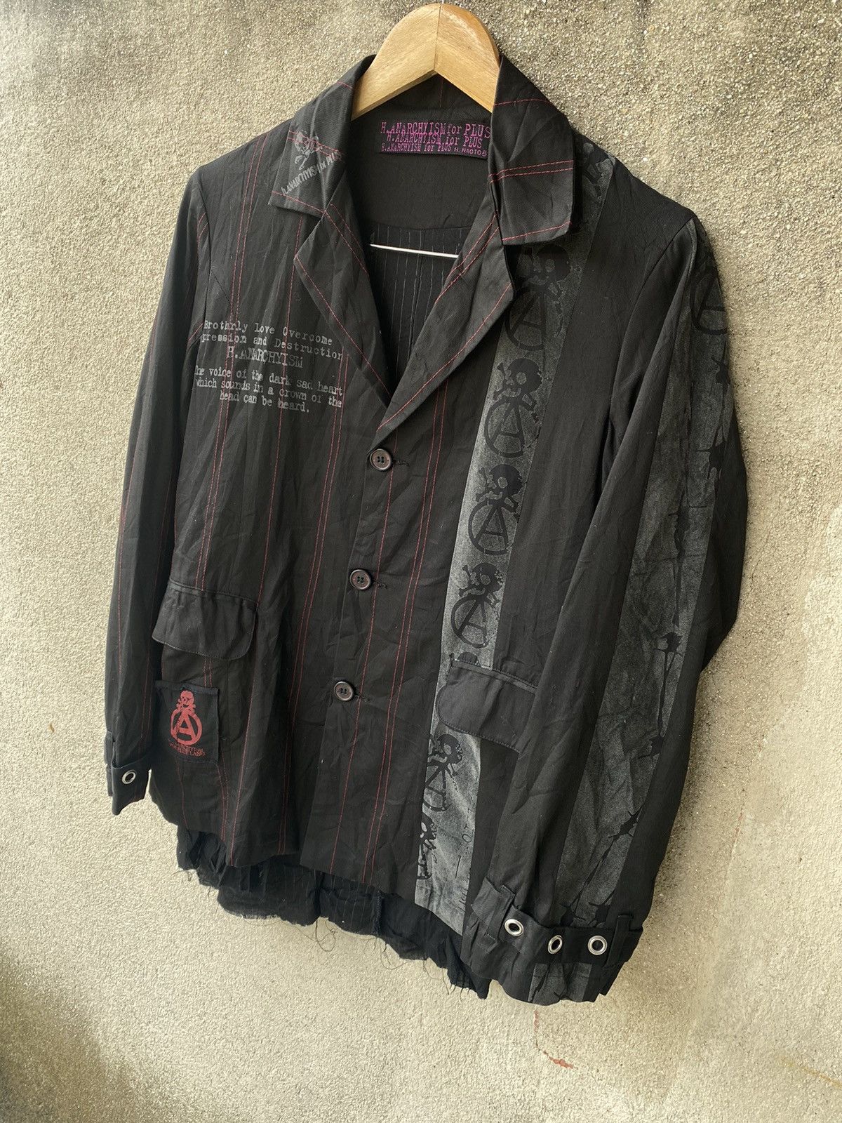 Japanese Brand Anarchyism Plus H.Naoto Punk Skull Fashion Design Jacket Size US S / EU 44-46 / 1 - 4 Thumbnail