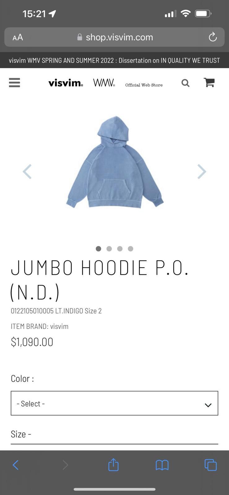 Visvim Visvim Jumbo Hoodie P.O. (N.D.) Size US M / EU 48-50 / 2 - 10 Thumbnail