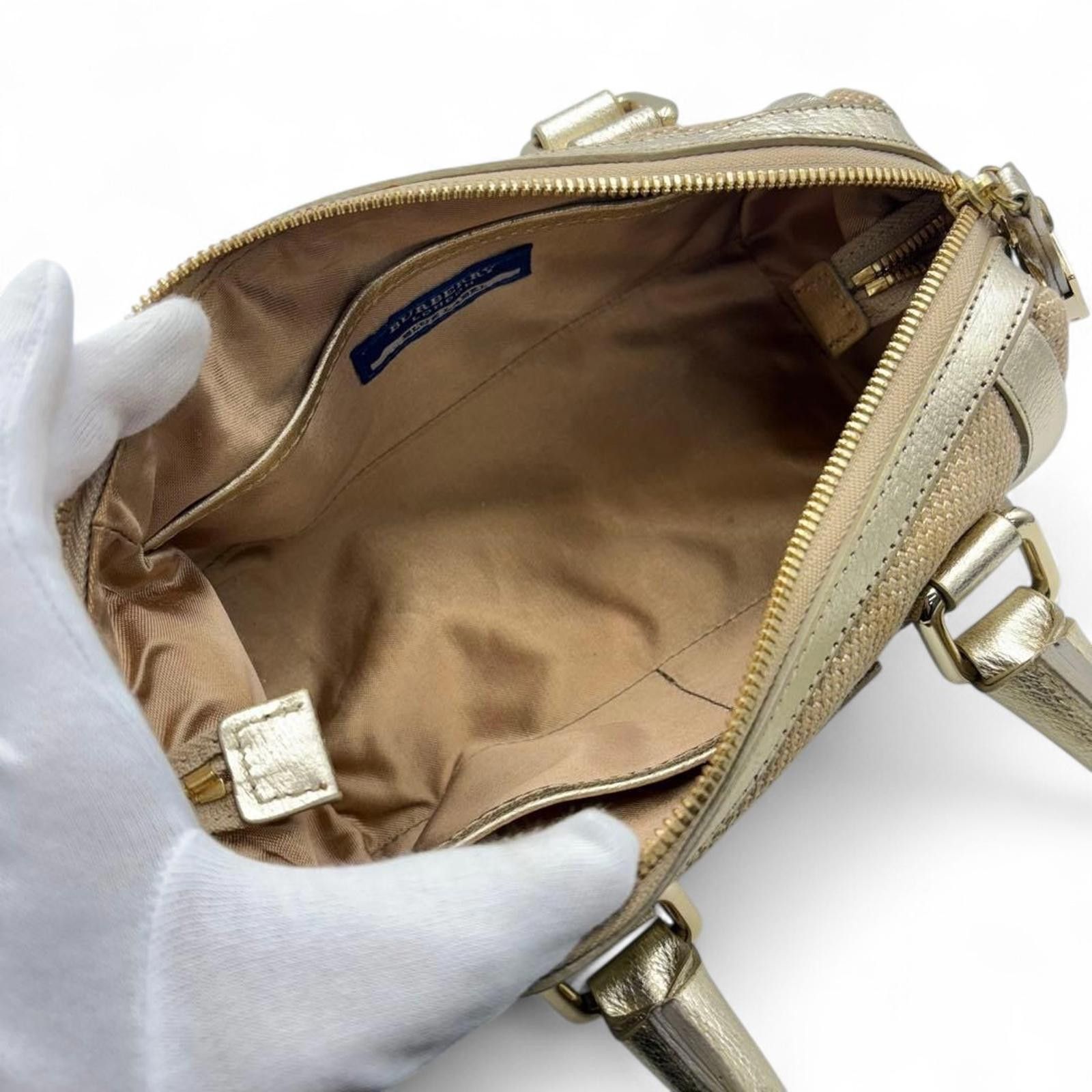 Burberry Burberry - Gold Canvas Leather Handbag Size ONE SIZE - 8 Thumbnail