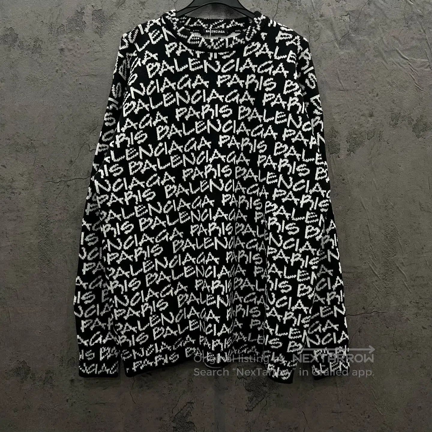 Balenciaga Balenciaga Full Print Logo Knit Sweater| Size US S / EU 44-46 / 1 - 1 Thumbnail