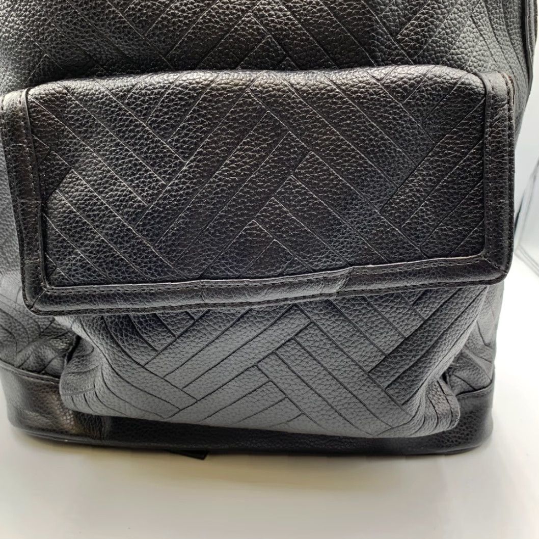 Vintage Metrocity Women Backpack Leather Black Textured Herringbone Adjustable Strap Bag Modern Womens Size ONE SIZE - 2 Thumbnail