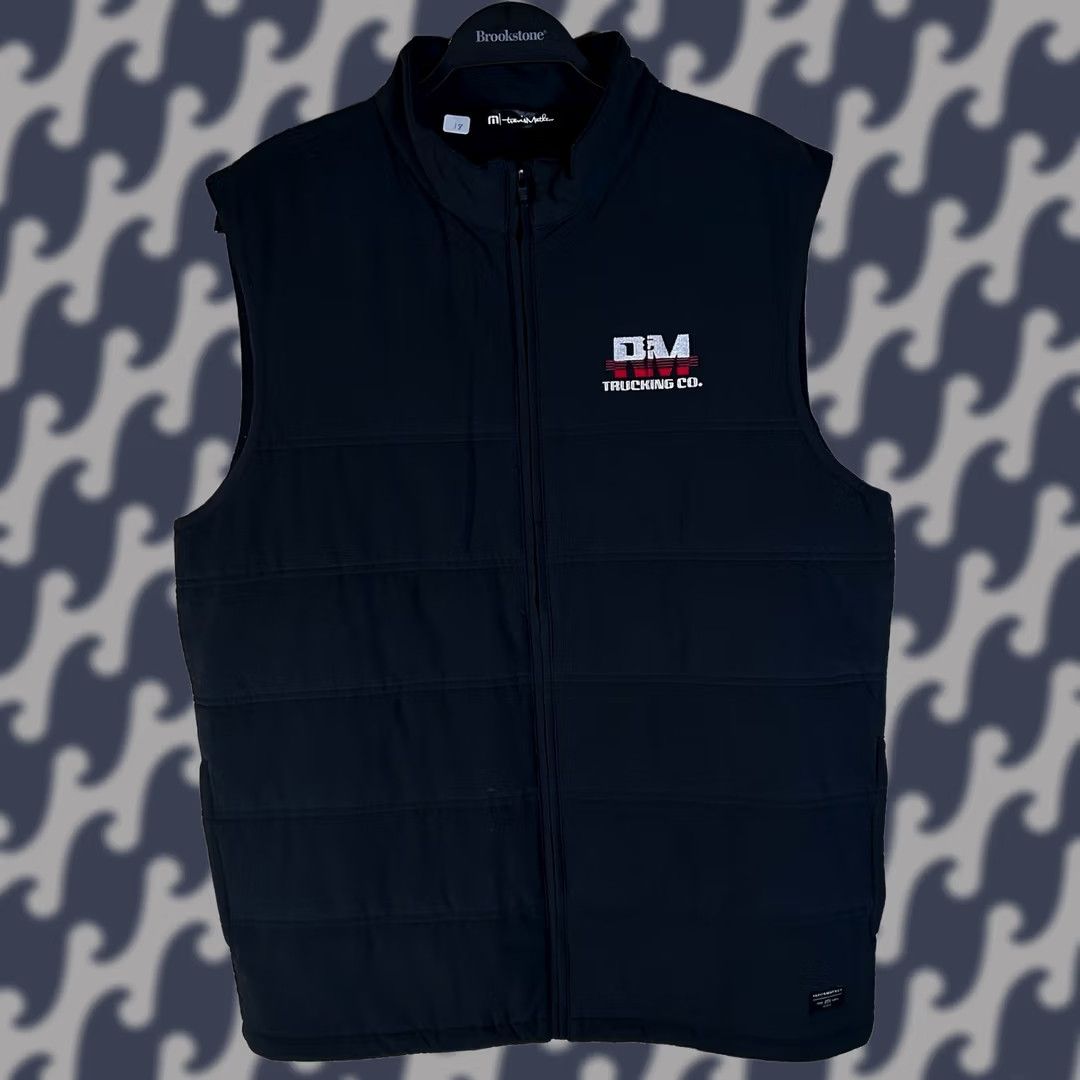 TravisMathew TravisMathew Mens Black Puffer Vest DM Trucking Co Logo Full Zip Large L Size US L / EU 52-54 / 3 - 1 Thumbnail