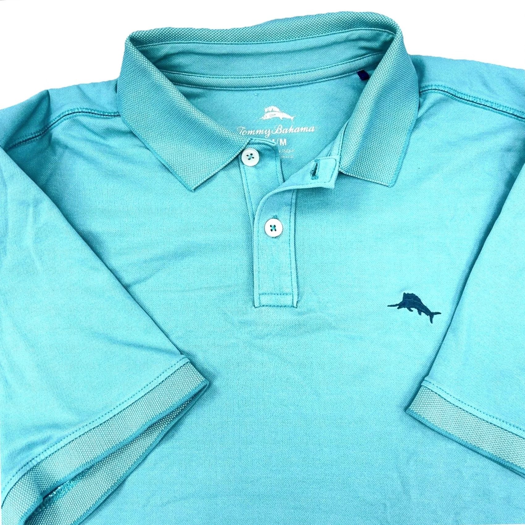 Tommy Bahama Tommy Bahama Polo Shirt Men Medium Blue Solid Short Sleeve Polo Size US M / EU 48-50 / 2 - 2 Thumbnail