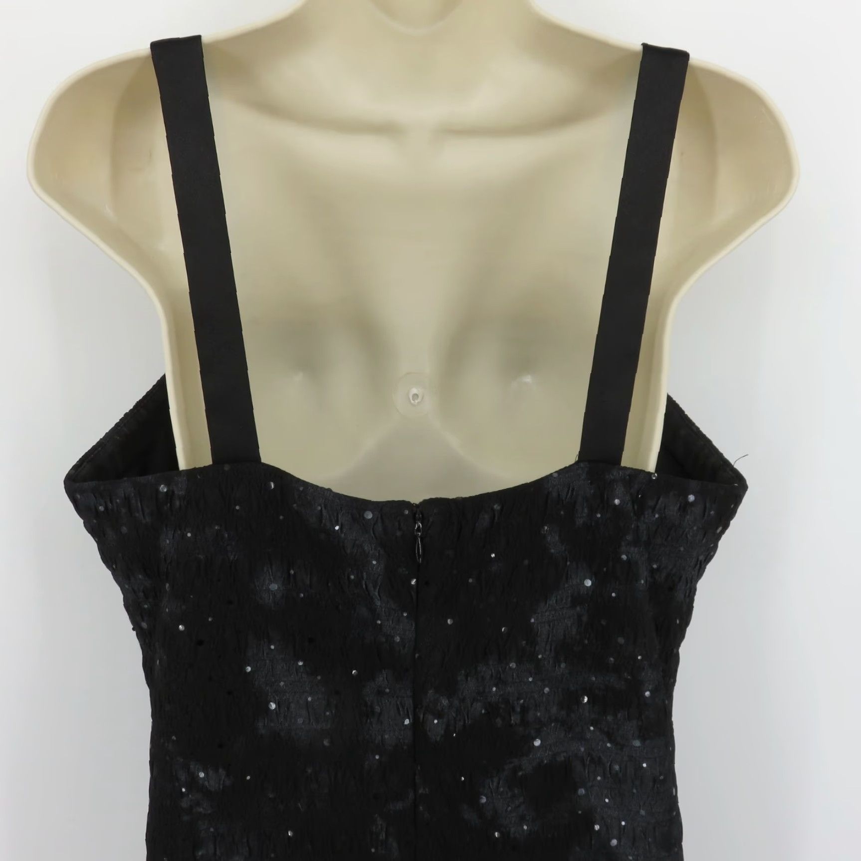 Vintage VINTAGE R&M Richards Women Dress Cocktail Sleeveless Square Neck 14 Black Gray Crinkled Midi Sheath Size XL / US 12-14 / IT 48-50 - 5 Thumbnail