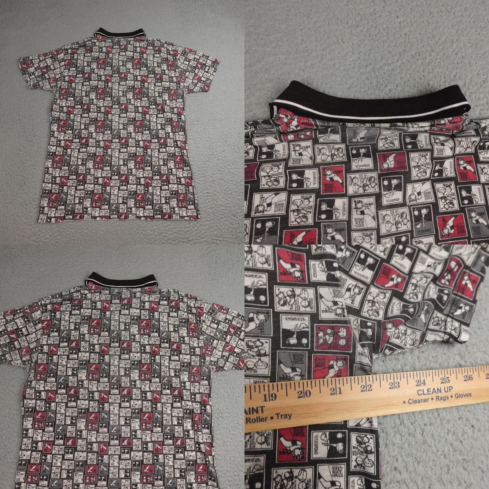 Jantzen VINTAGE Jantzen Polo Shirt Mens XL Black Gray Golf Comic Strip All over Print Size US XL / EU 56 / 4 - 8 Thumbnail