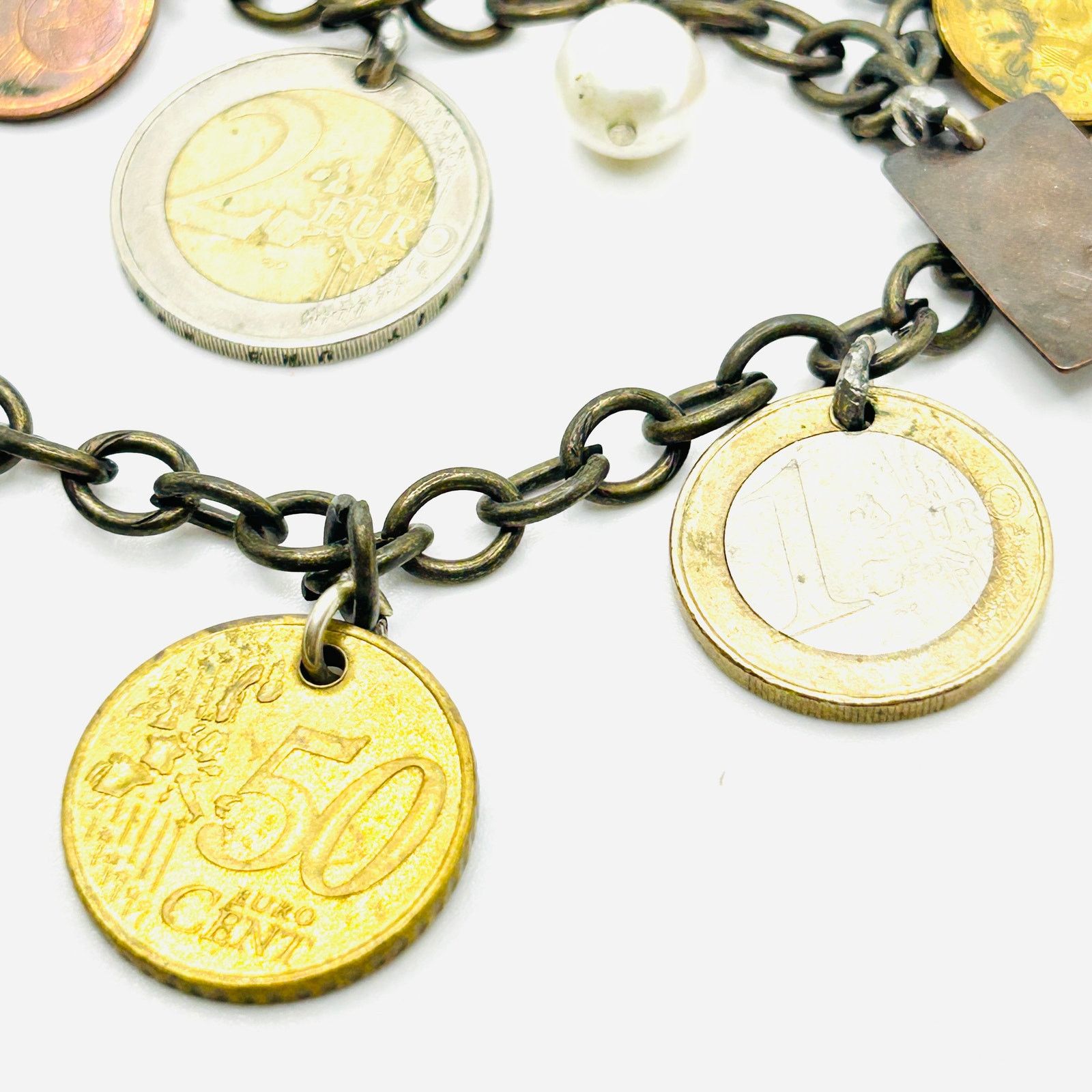 Handmade Vintage Y2K Euro Coin Charm Layered Chain Necklace Size ONE SIZE - 2 Thumbnail