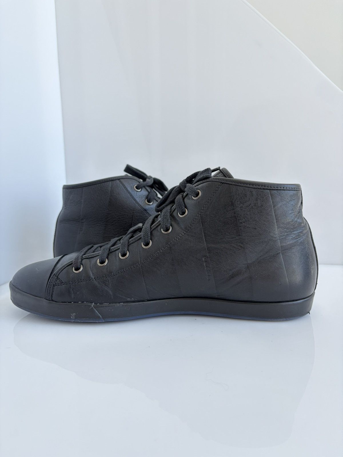 Fendi Fendi FF Black Leather High-Top Sneakers Shoes US8 EU41 Size US 8 / EU 41 - 8 Thumbnail