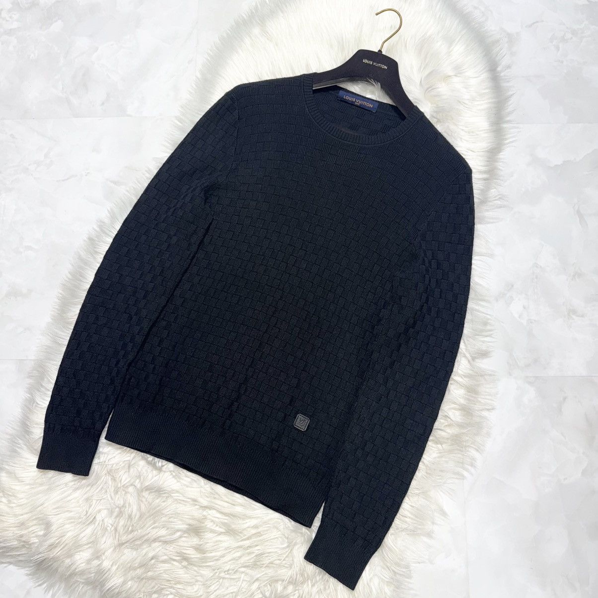 Louis Vuitton Louis Vuitton Damier Knit Sweater with LV Leather Patch, Size US M / EU 48-50 / 2 - 9 Thumbnail
