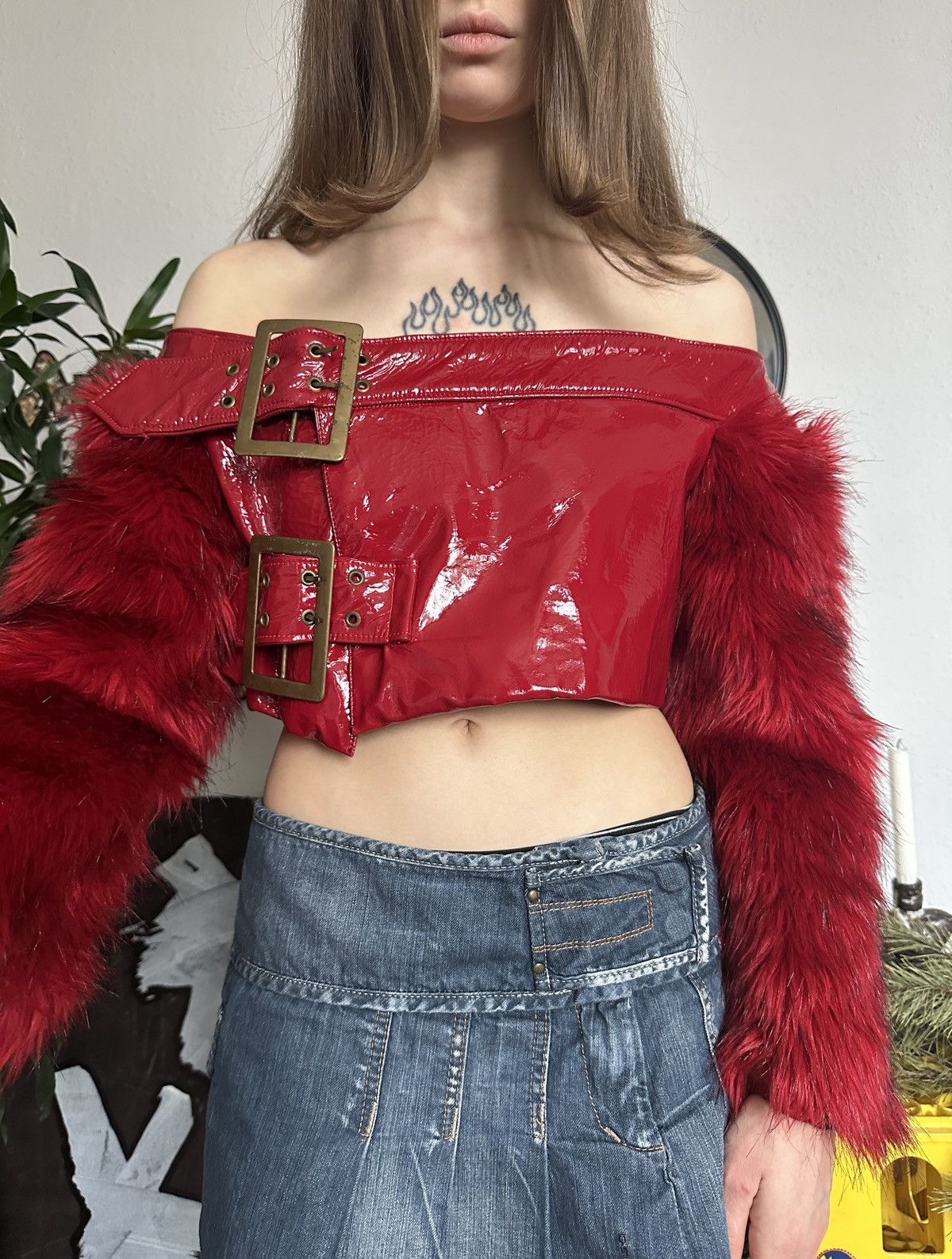 Designer Josephina Sexy y2k Faux Fur Sleeve Chunky Buckle Bratz Size M / US 6-8 / IT 42-44 - 3 Thumbnail