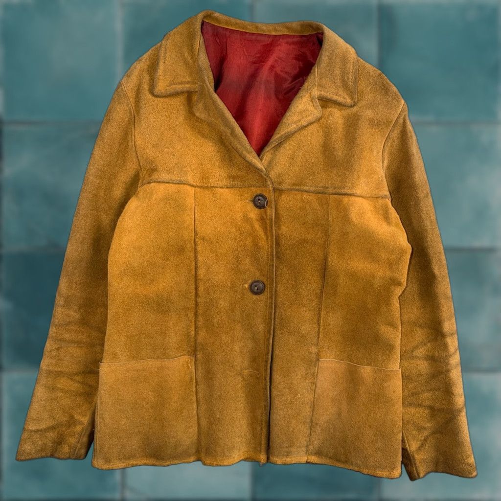 Vintage VINTAGE 1950s Brown Suede Jacket Leather Distressed Rockabilly Ricky Chore Large Mens Size US L / EU 52-54 / 3 - 1 Thumbnail