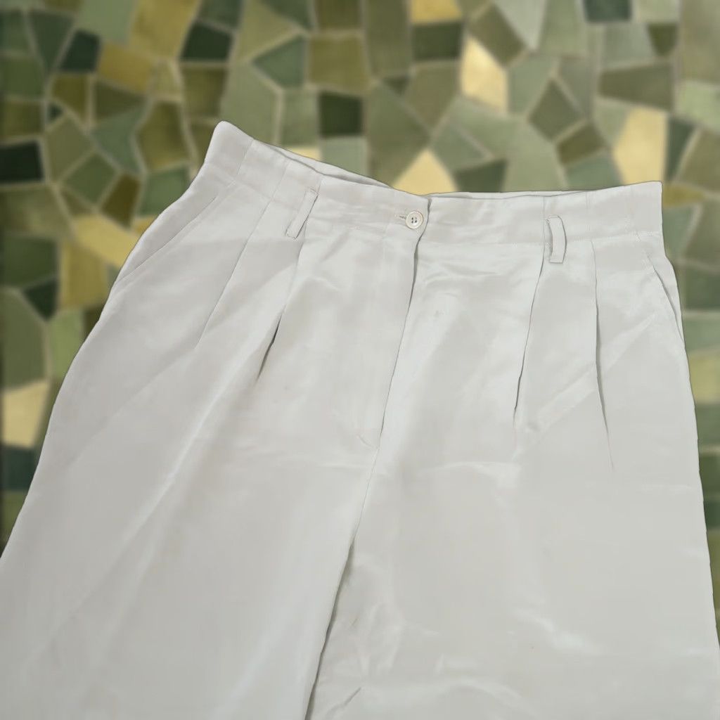 Anne Klein VINTAGE Anne Klein Silk High Rise Straight Leg Dress Pants 14 Women Tan Khaki 90s Size 24" / US 00 / IT 34 - 1 Thumbnail