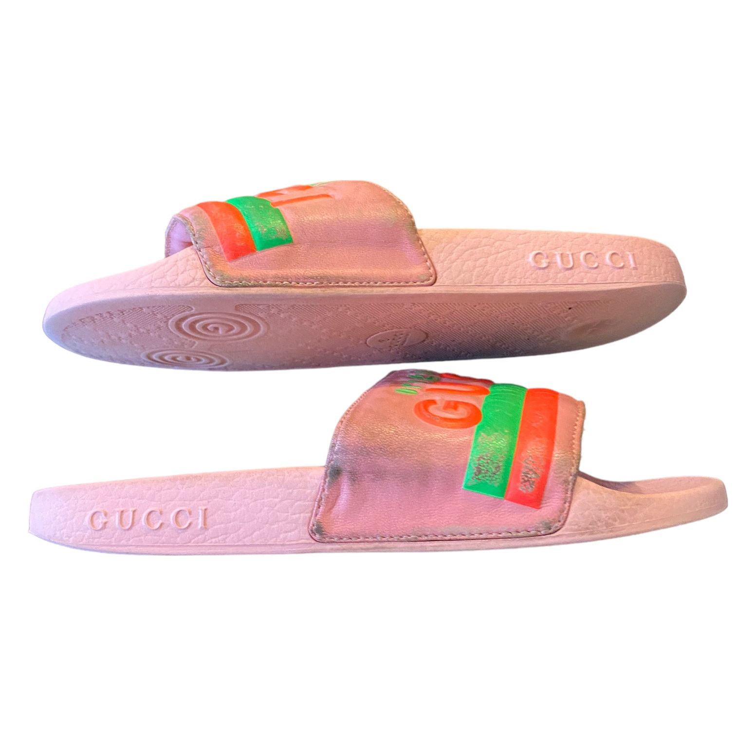 Auth Gucci Limited Edition Neon Pink Pool Beach Slides 6