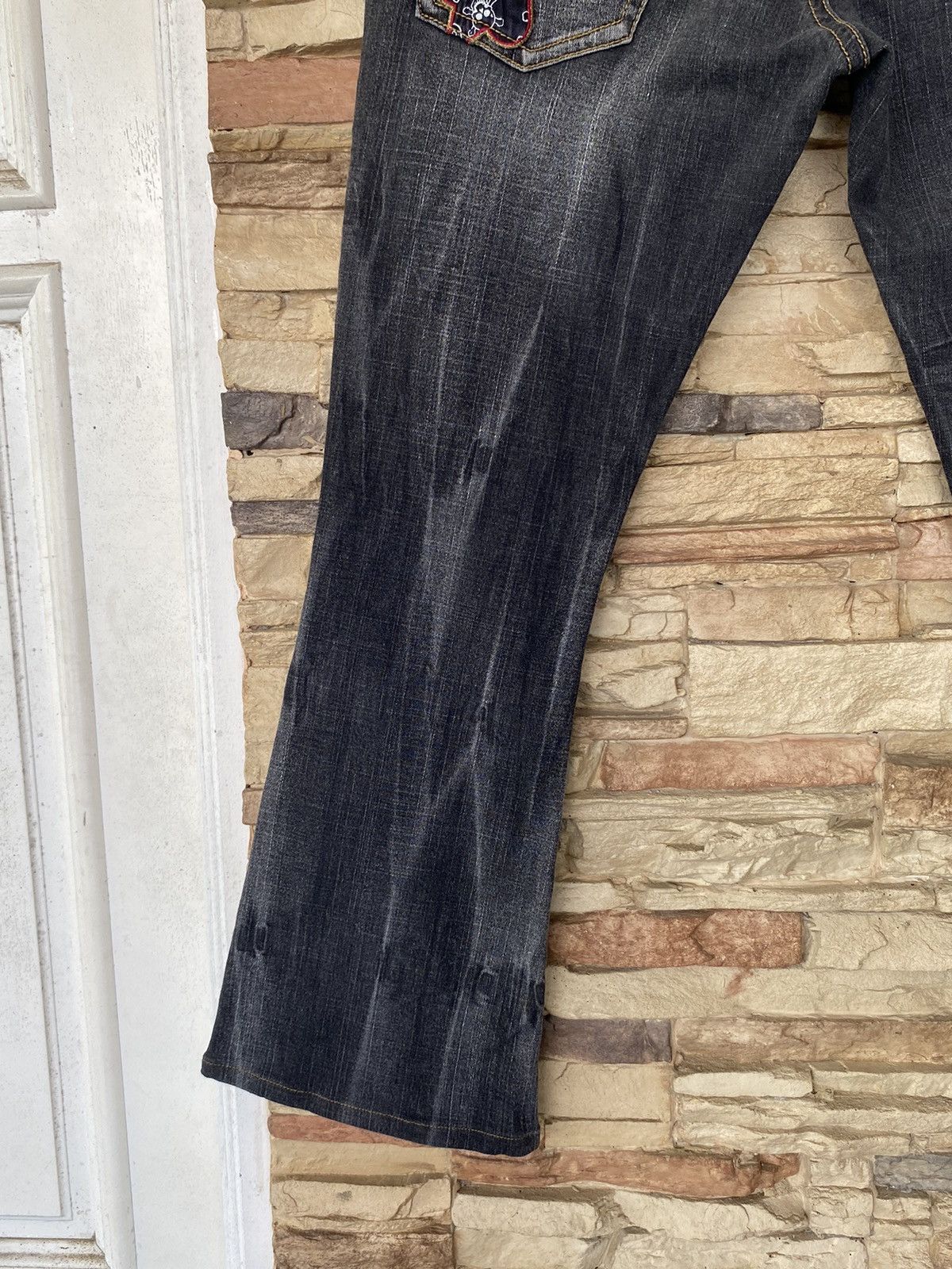 If Six Was Nine BCBG Skull Cross 💀 Flare Jeans Button Boot Cut Size US 33 - 3 Thumbnail