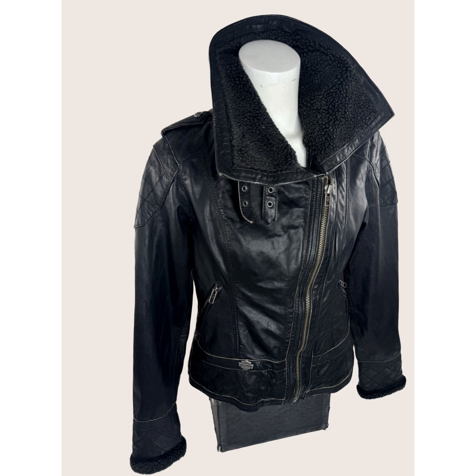 Harley Davidson HARLEY-DAVIDSON Leather Womens XS Biker Motorcycle Jacket Shirt/Outerwear? Size XS / US 0-2 / IT 36-38 - 1 Thumbnail