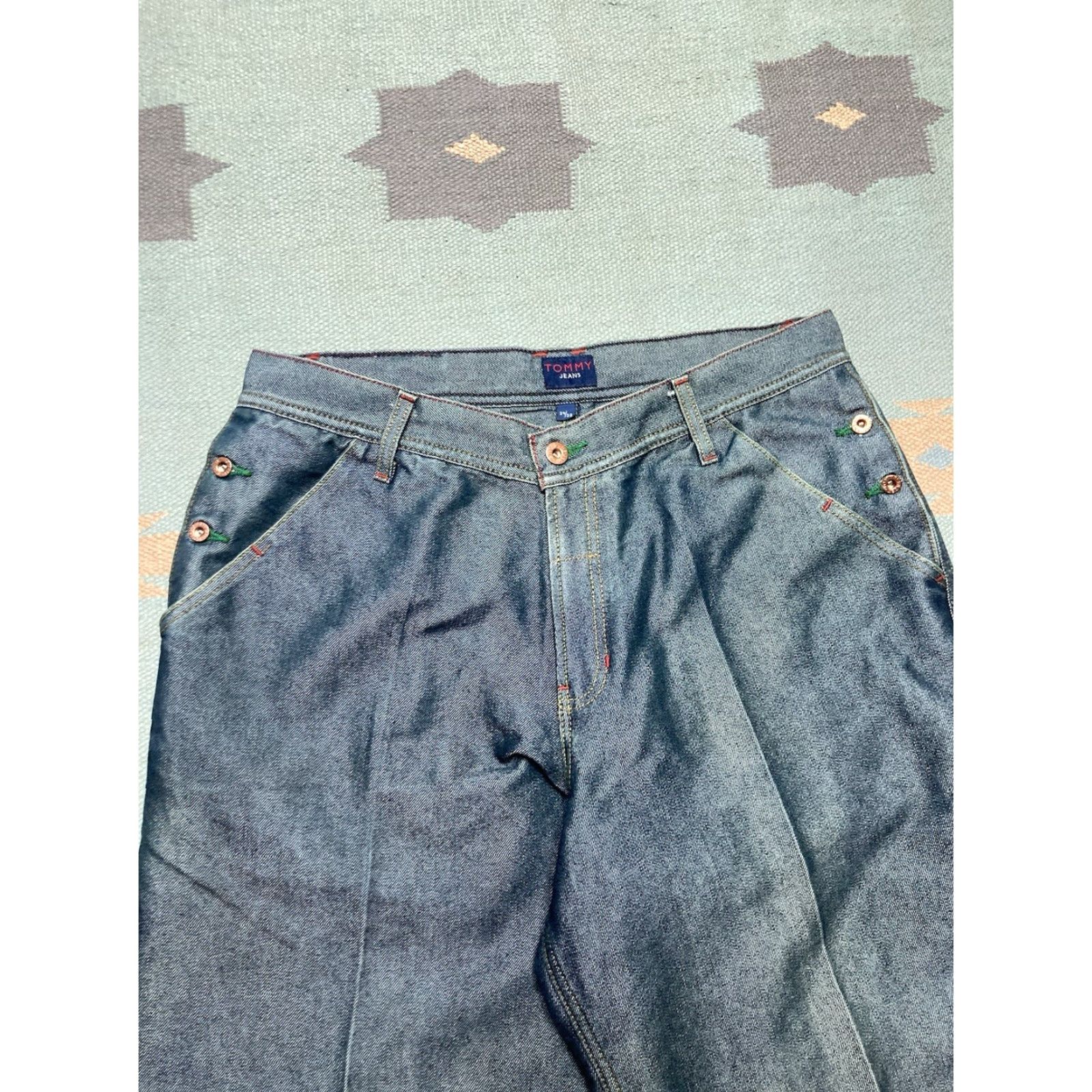 Tommy Hilfiger VINTAGE Tommy Hilfiger Jeans Baggy Hip Hop 34x32 Men Blue Baggy Carpenter JNCO Style Skater 90s Modern Size US 34 / EU 50 - 7 Thumbnail