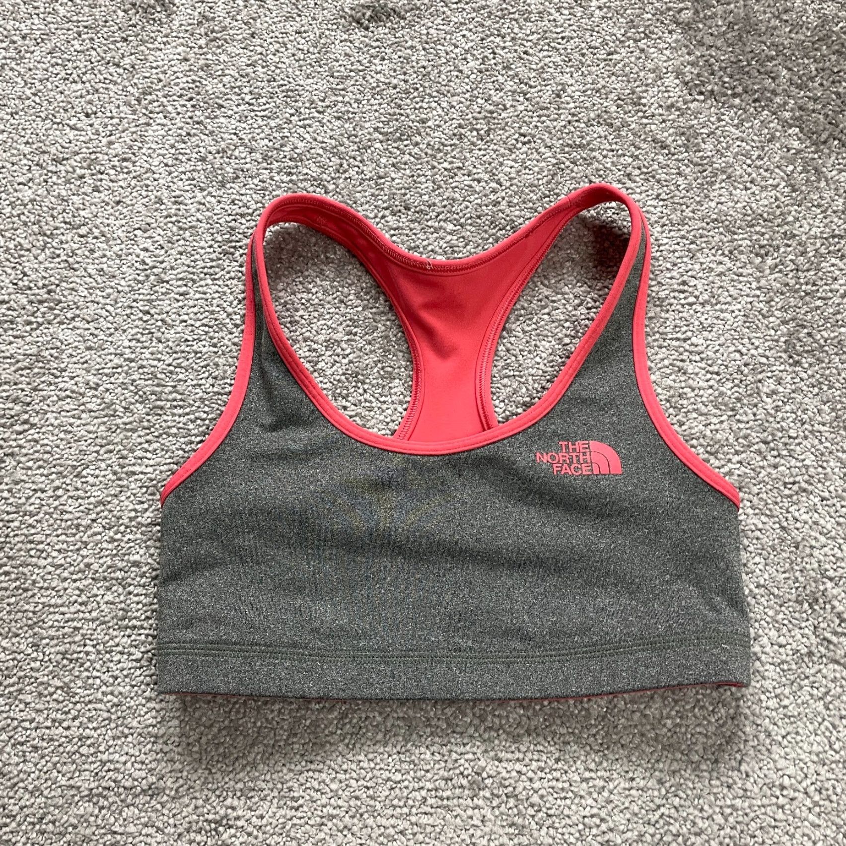 The North Face VINTAGE The North Face Reversible Sports Bra Womens XS Gray Peach Racerback Active Gym Size ONE SIZE - 3 Thumbnail