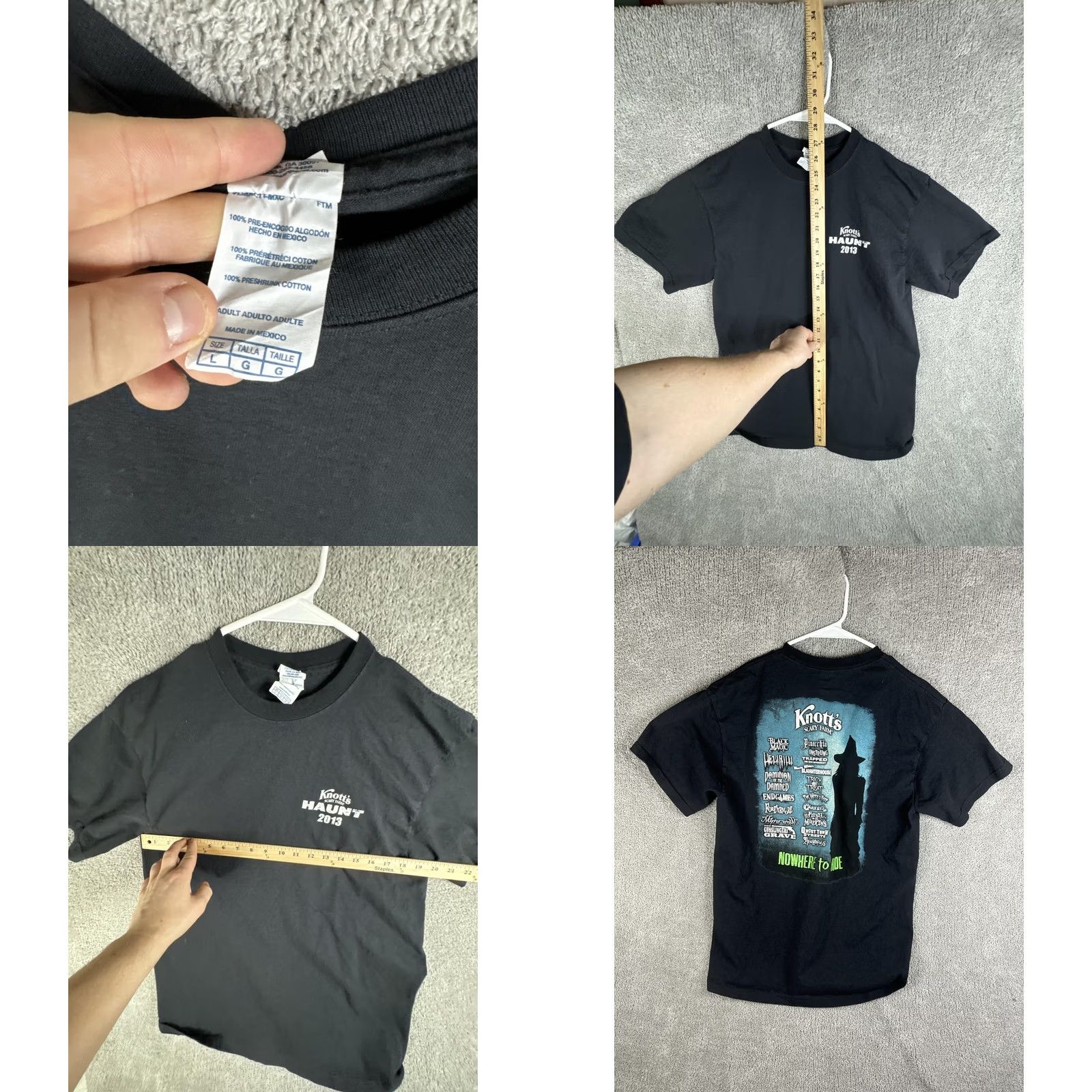 Delta Knott's Scary Farm Haunt Shirt Mens Large Black 2013 Halloween Graphic Tee Size US L / EU 52-54 / 3 - 8 Thumbnail