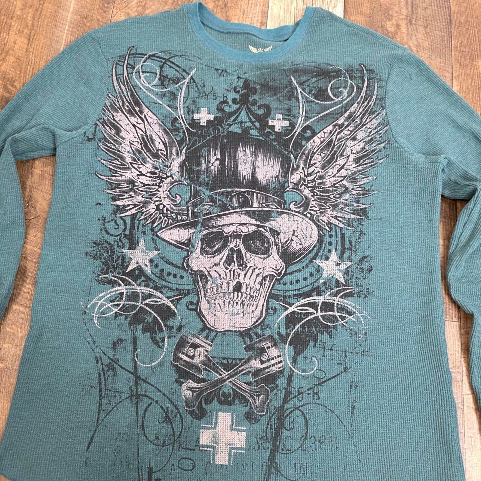 Faded Glory Cyber Y2K 00s Style Thermal Shirt Grunge XL Size US XL / EU 56 / 4 - 2 Thumbnail
