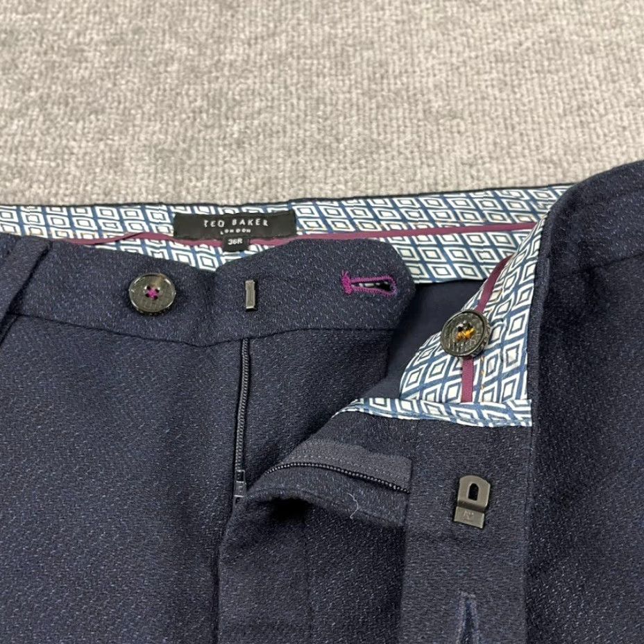 Ted Baker TED BAKER Pants Mens 36 R x 28.5" Navy Blue Pleated Dress Business Trousers Size US 36 / EU 52 - 5 Thumbnail