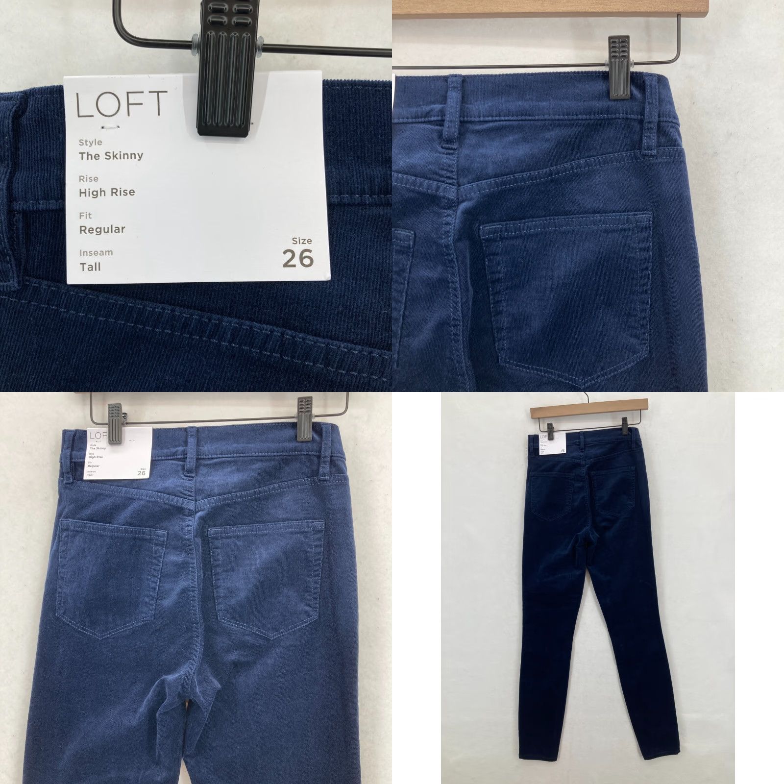 Ann Taylor Ann Taylor LOFT Corduroy Pants Women's 26 Skinny Blue High Rise Stretch Fabric Casual Chino Pants Womens Size 28" / US 6 / IT 42 - 8 Thumbnail