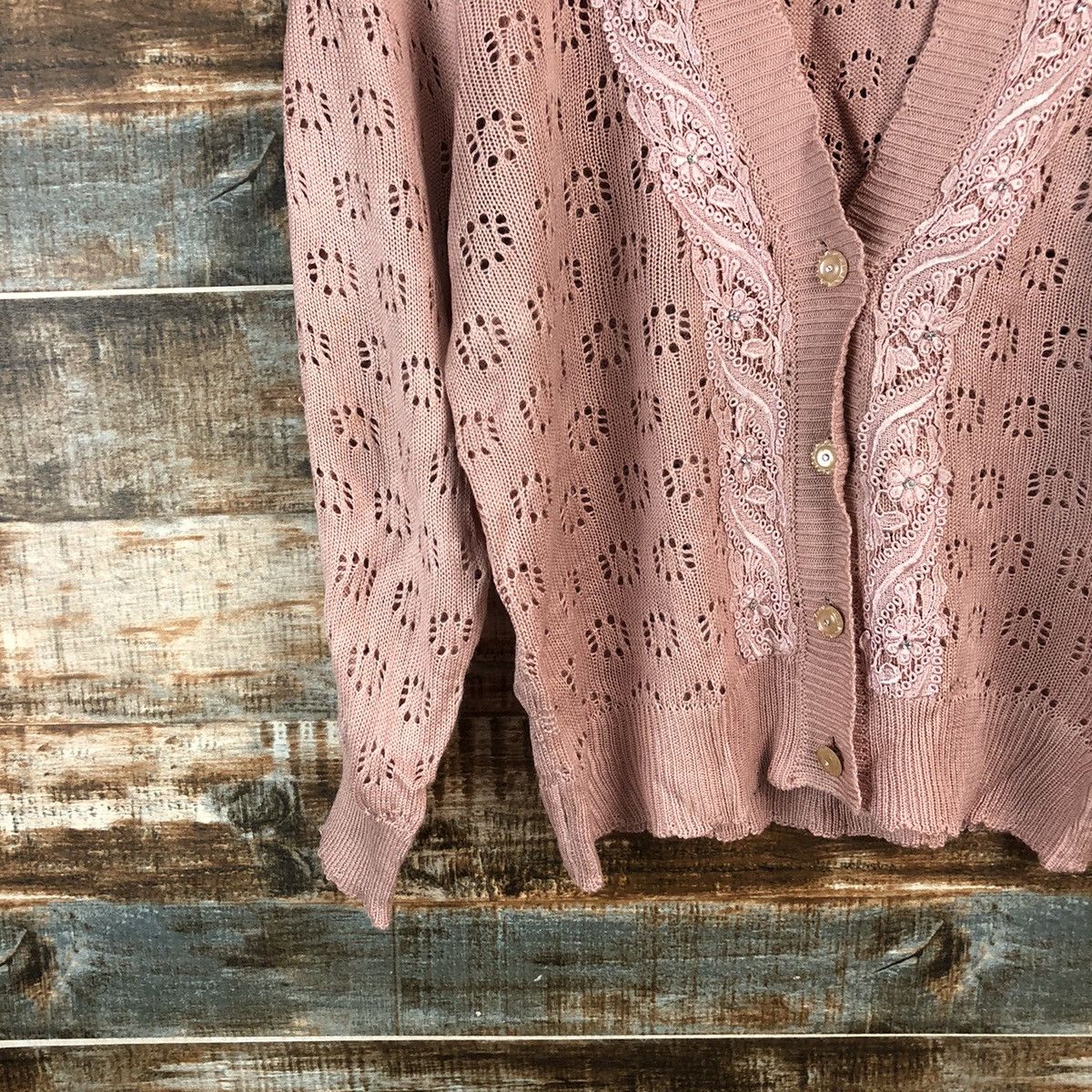 Homespun Knitwear × Japanese Brand × Vintage DL Japan vintage Pink Cardigan Knitwear #C463 Size M / US 6-8 / IT 42-44 - 7 Thumbnail