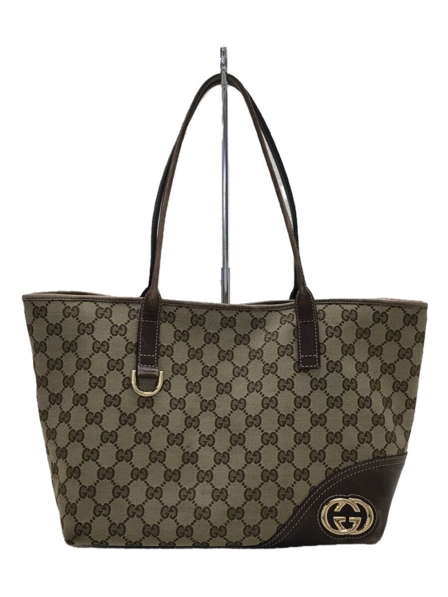 Gucci Shopping Tote Bag GG Canvas Brown
