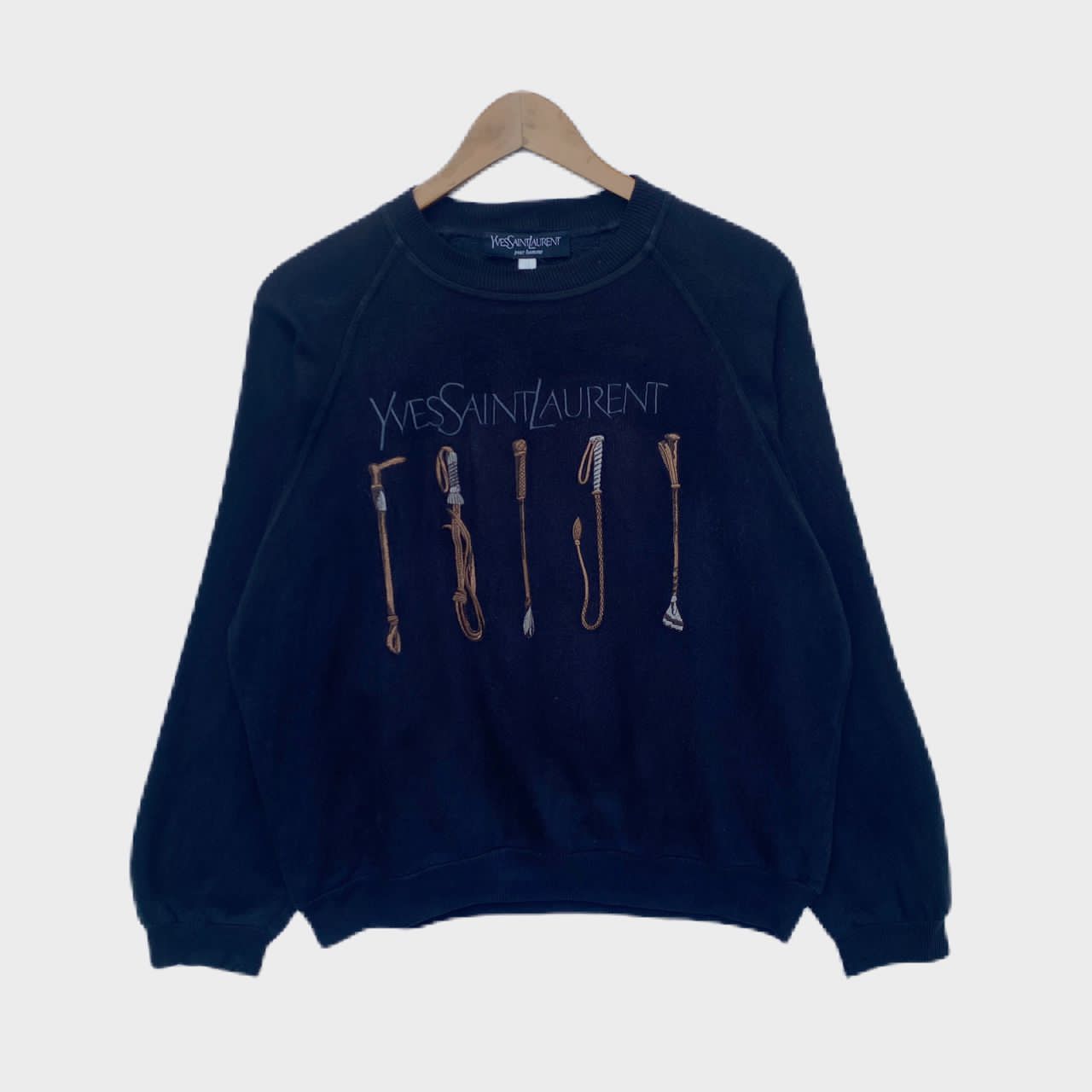 VTG YVES SAINT LAURENT SWEATSHIRT MEDIUM PULLOVER POLO WHIP
