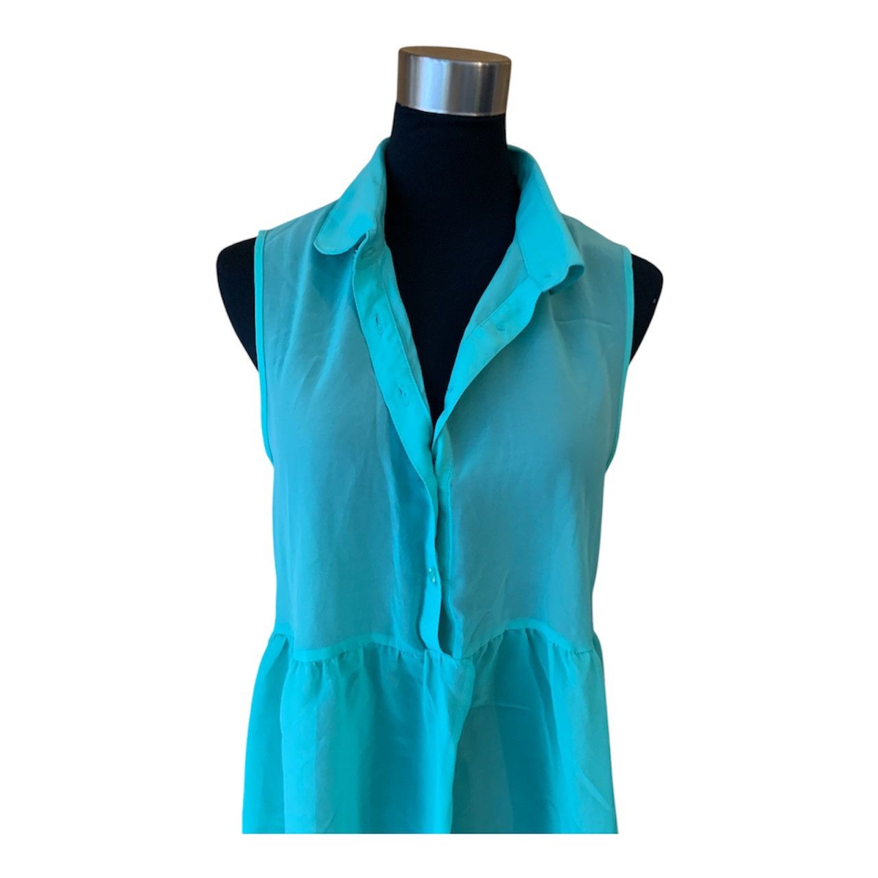 Vintage Vintage Y2K Teal Sheer Chiffon Sleeveless Babydoll Blouse Size M / US 6-8 / IT 42-44 - 9 Thumbnail