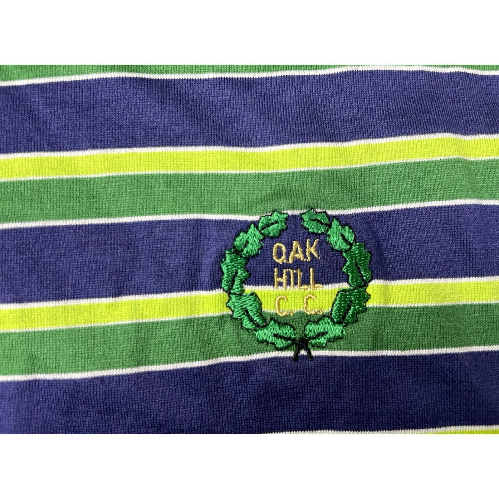 Peter Millar VINTAGE Peter Millar Golf Polo Mens Large Cotton Striped Oak Hill CC Size US L / EU 52-54 / 3 - 3 Thumbnail