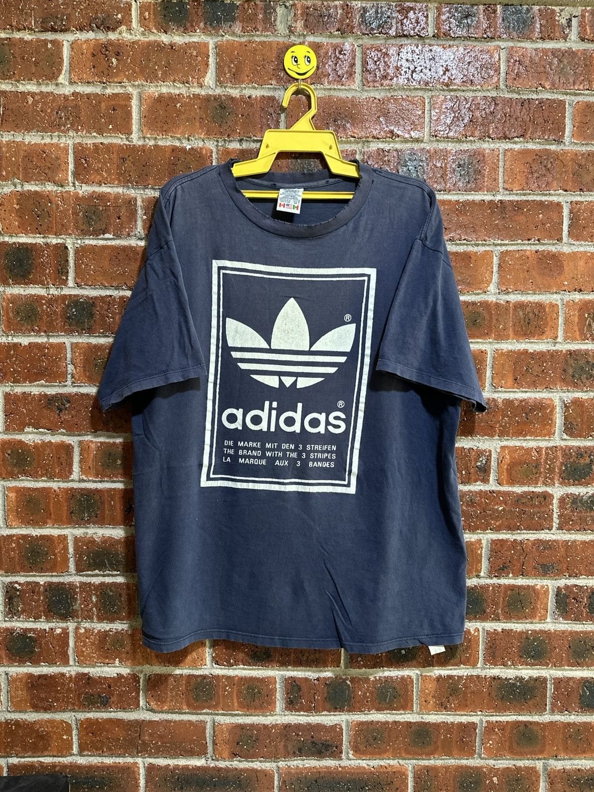 Adidas Thrashed Vintage Adidas Big Logo Distressed Grunge Tee Size US XL / EU 56 / 4 - 1 Thumbnail