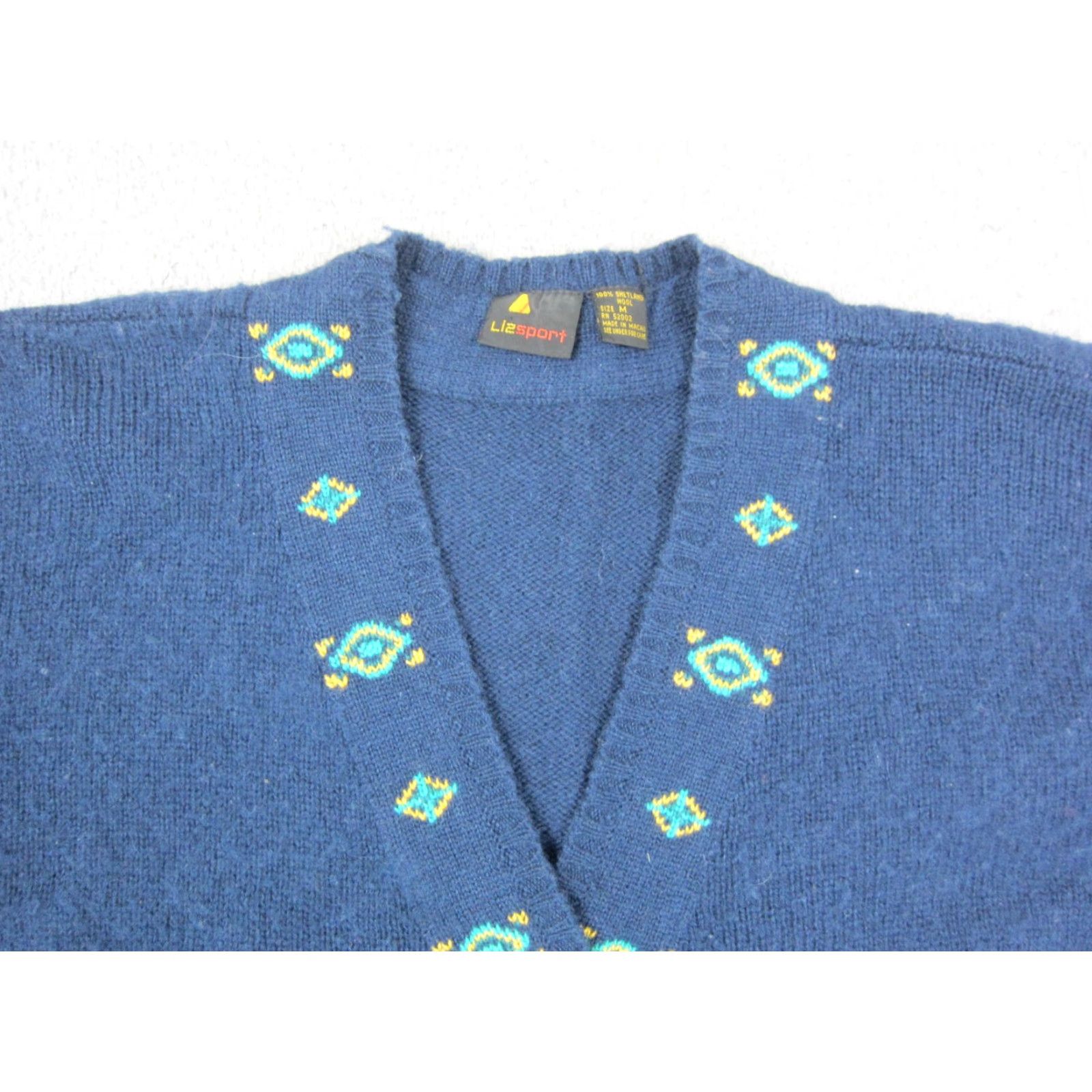 Vintage VINTAGE Lizsport Cardigan Women's M Blue Wool Knit 80s Button Up Sweater Cardigan 90s City Classic Mens Womens Boys Girls Size M / US 6-8 / IT 42-44 - 2 Thumbnail