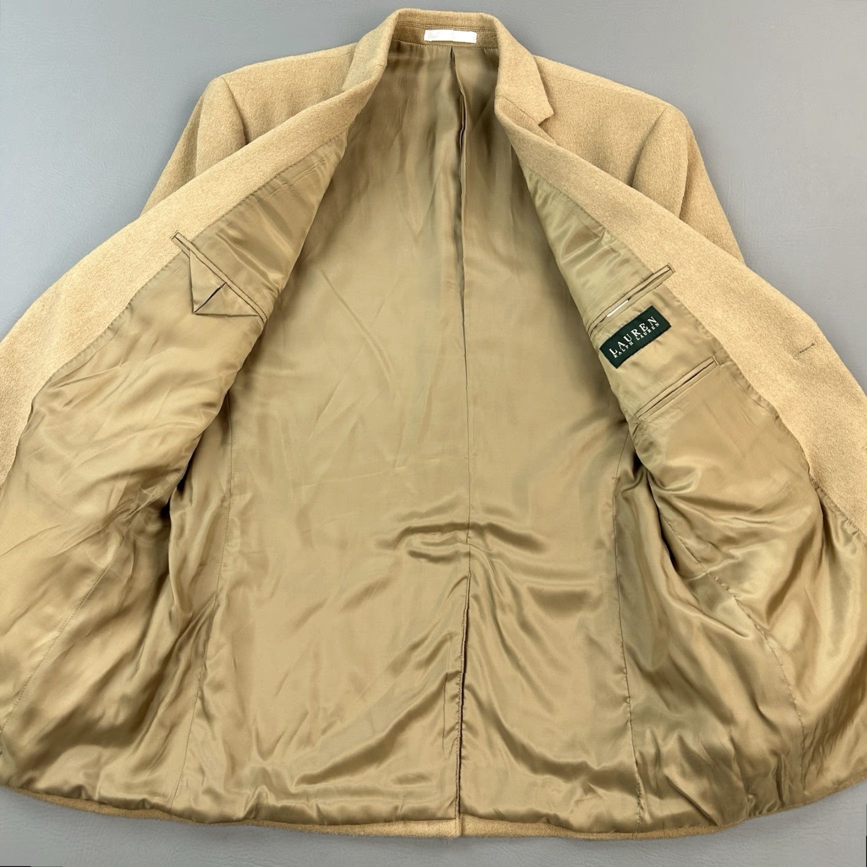 Ralph Lauren VINTAGE Lauren Ralph Lauren Blazer Mens 44L Tan Camel Hair Sport Coat Classic Size 44R - 6 Thumbnail