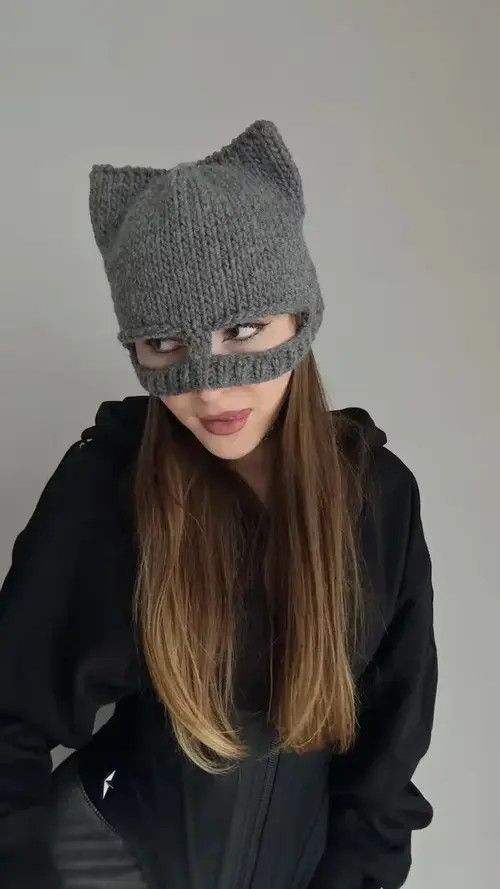 Other Bear ski mask . Winter balaclava . Ears hat knitted handmade Size ONE SIZE - 3 Thumbnail